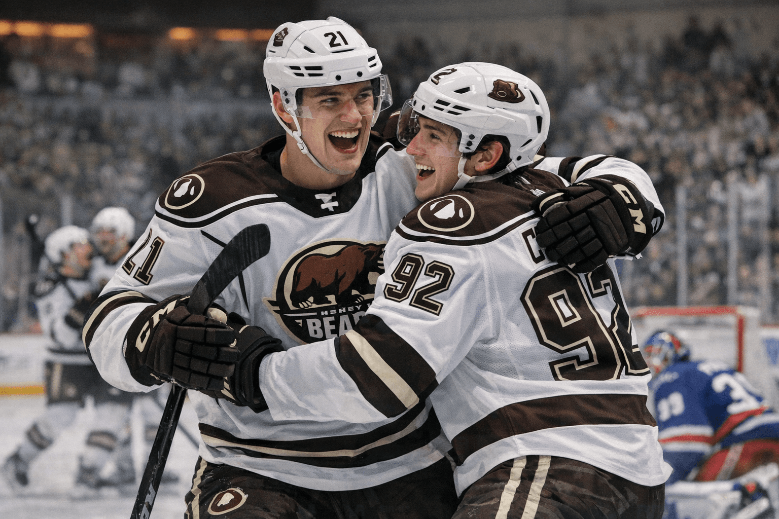Hershey Bears Rookies Protas, Cristall Combine for 11 Points in 8-1 Rout