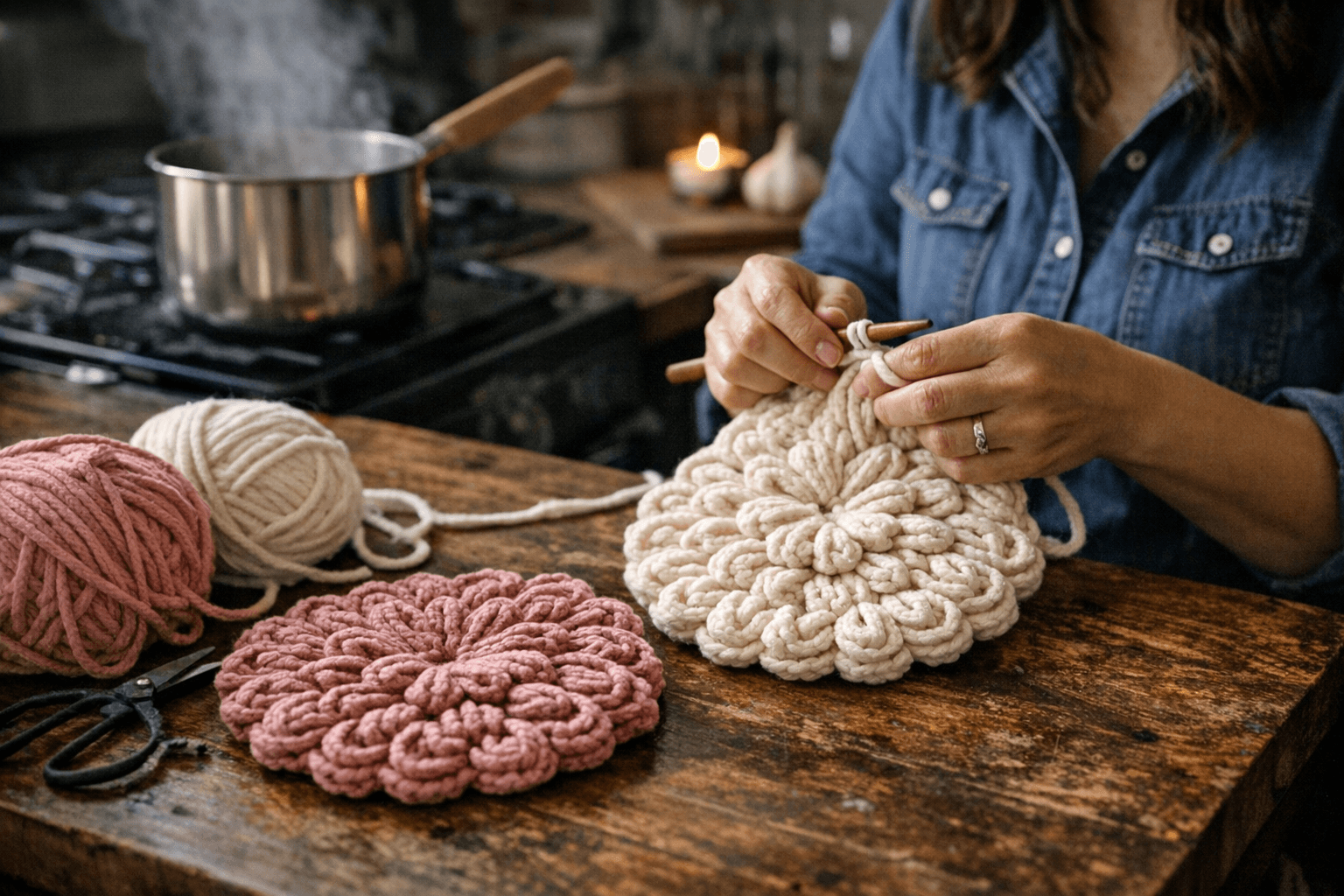 Briana K Designs Releases Petal Loop Stitch Trivet Pattern for Quick, Textured Kitchen Makes