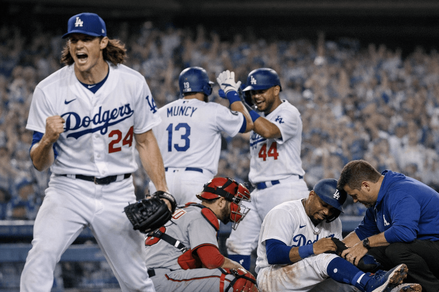 Dodgers Rout Nationals 10-5, Glasnow Shines Despite Betts Injury Scare