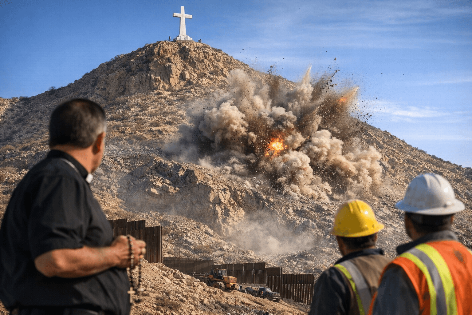 Blasting Begins for Border Barrier on Sacred Mount Cristo Rey