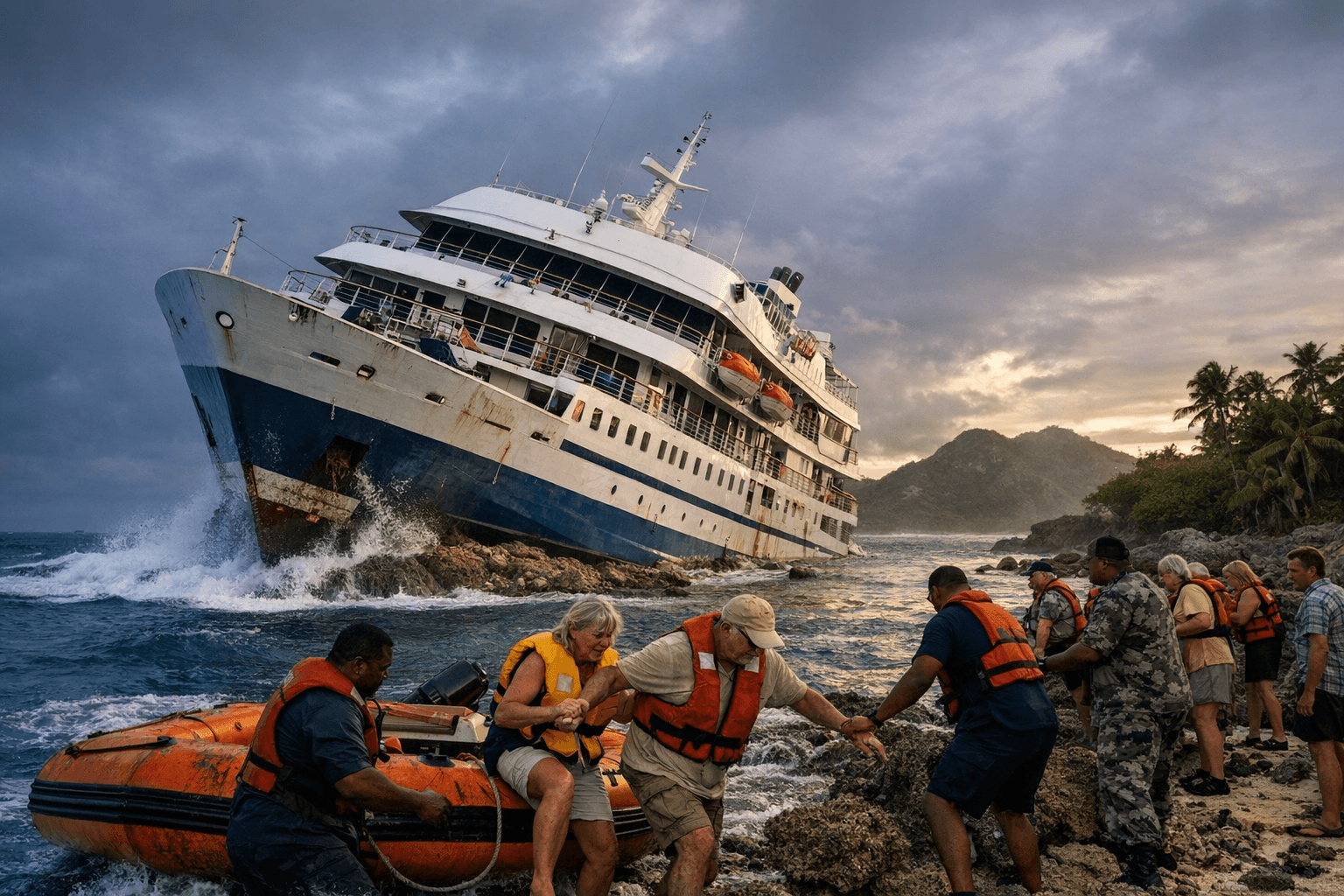 Cruise Ship Runs Aground Near Cast Away Island, All 30 Passengers Evacuated Safely