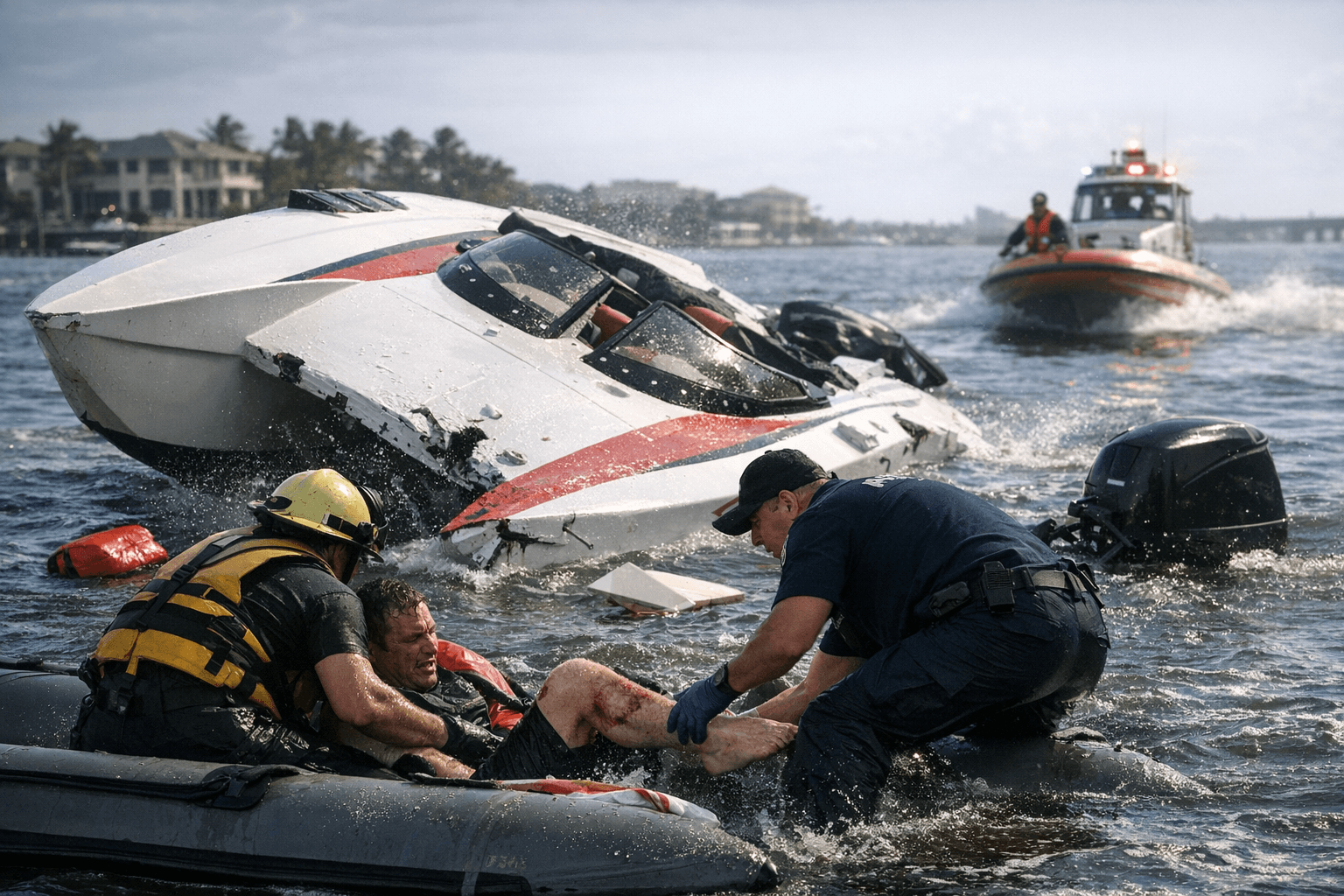 Catamaran Flips Three Times in West Palm Beach Waterway, Injuring Three