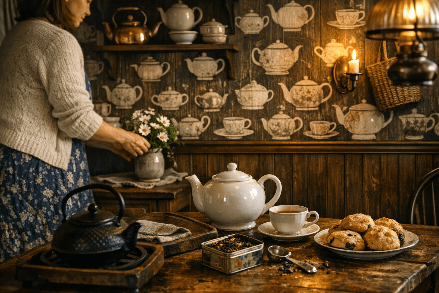 Teapot Paneling Wallpaper Adds Cottage Charm in 30 Swatch Options