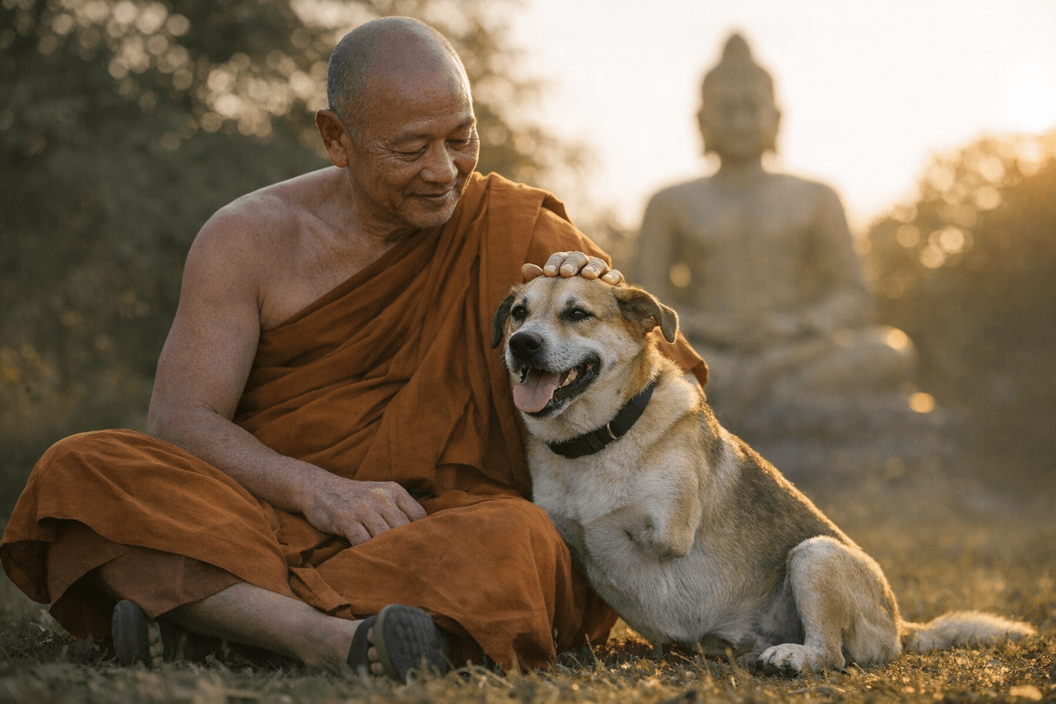 Buddhist Monk Adopts Three-Legged Dog Hopper After Walk for Peace