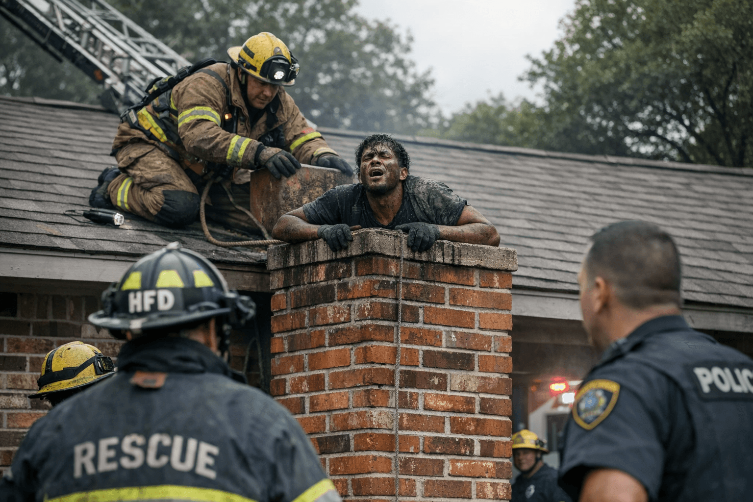 Burglary Suspect Trapped in Houston Chimney for Two Hours on Easter