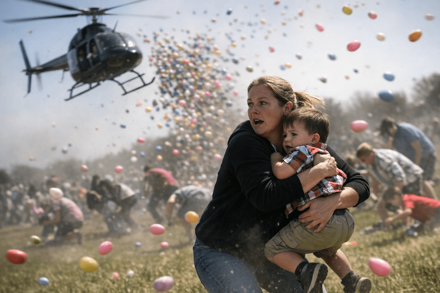 Quick-Thinking Woman Saves Boy From Helicopter Easter Egg Drop in Viral Video