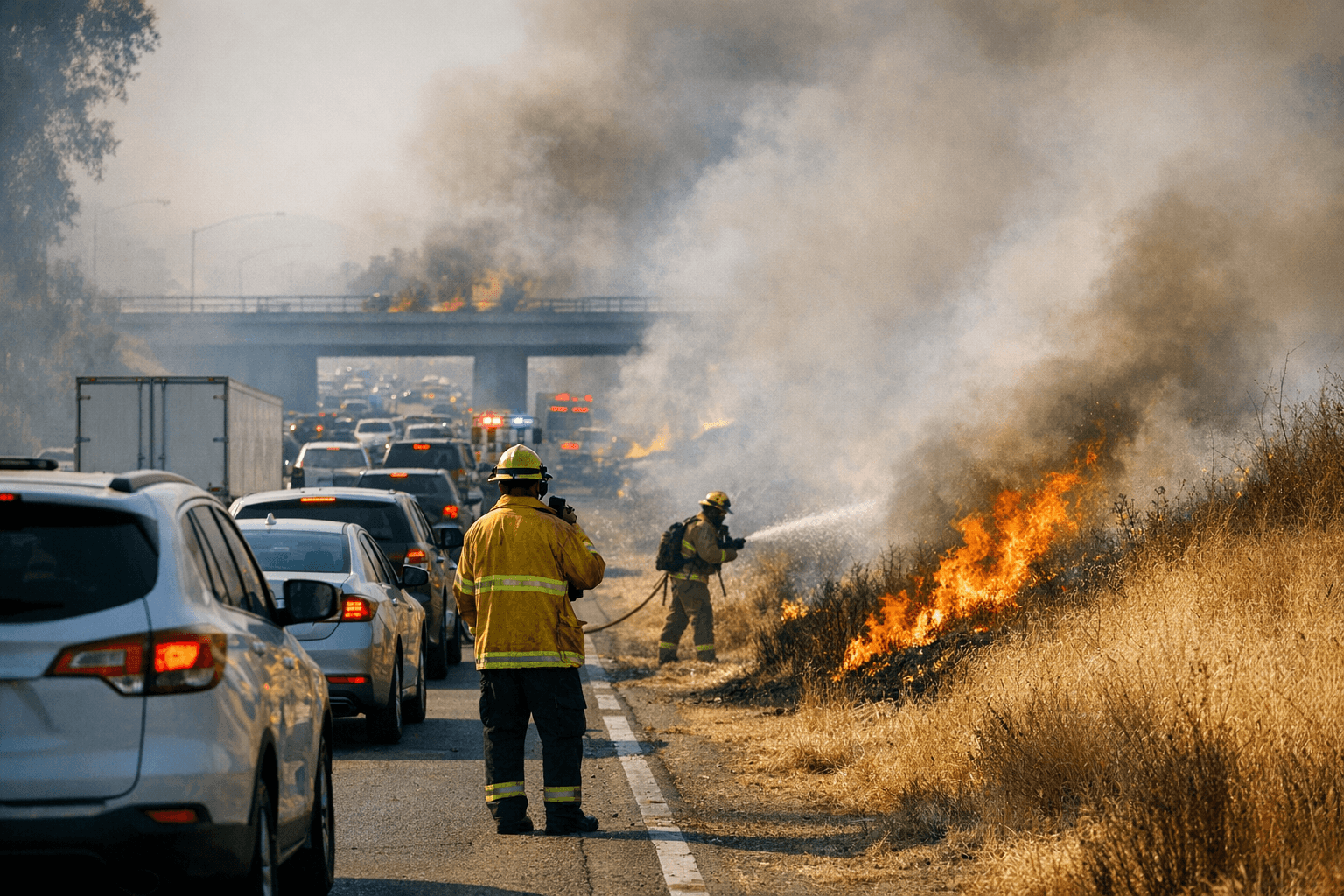 Grass Fires Along Highways 180 and 41 Snarl Fresno Morning Traffic