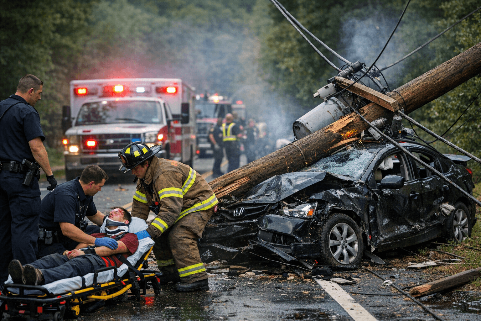 Three Teenagers Badly Hurt After Car Strikes Utility Pole in Woodbury
