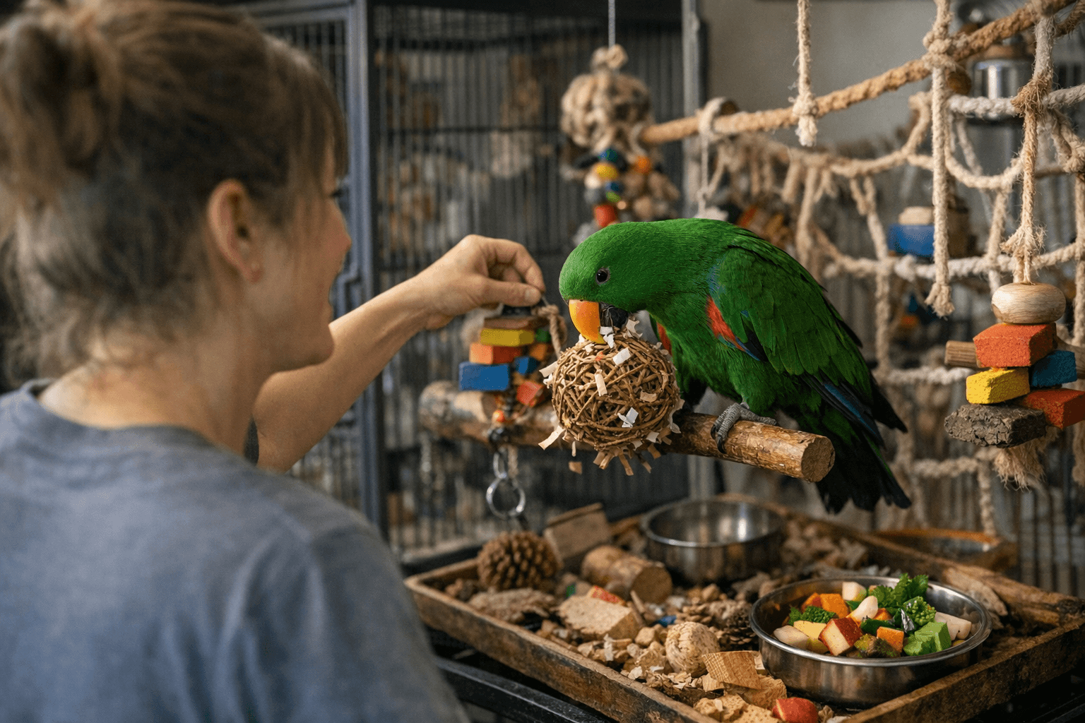 How to Build a Stimulating, Safe Environment for Companion Parrots