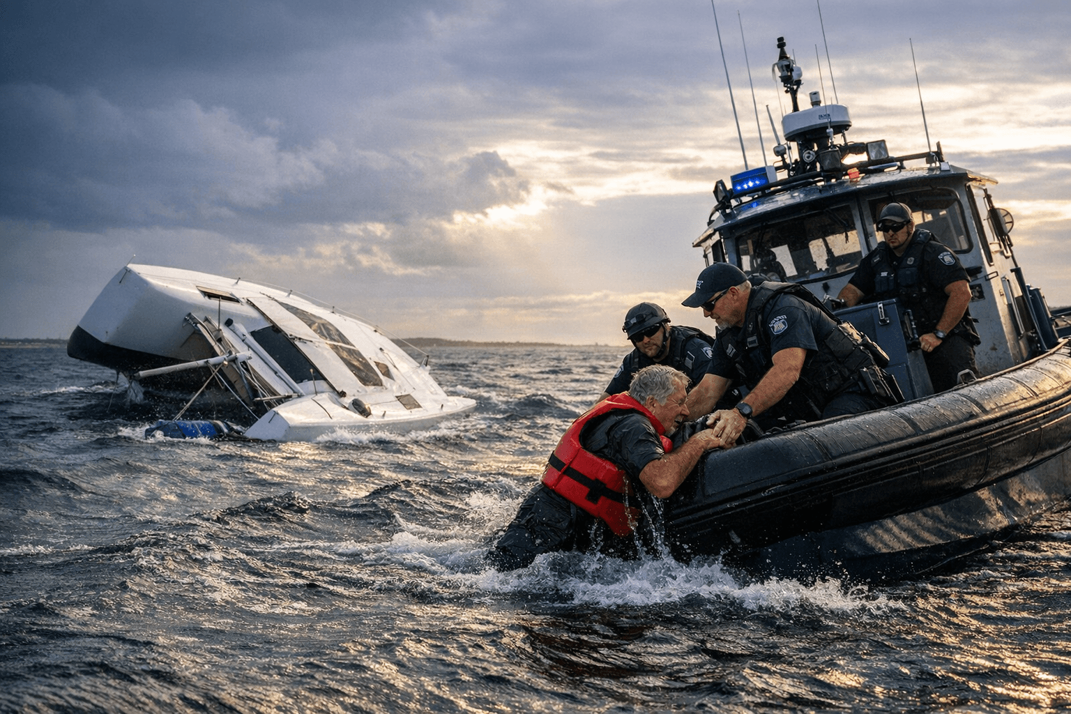 Western Australia Water Police Respond to Capsized Catamaran off Rockingham Coast