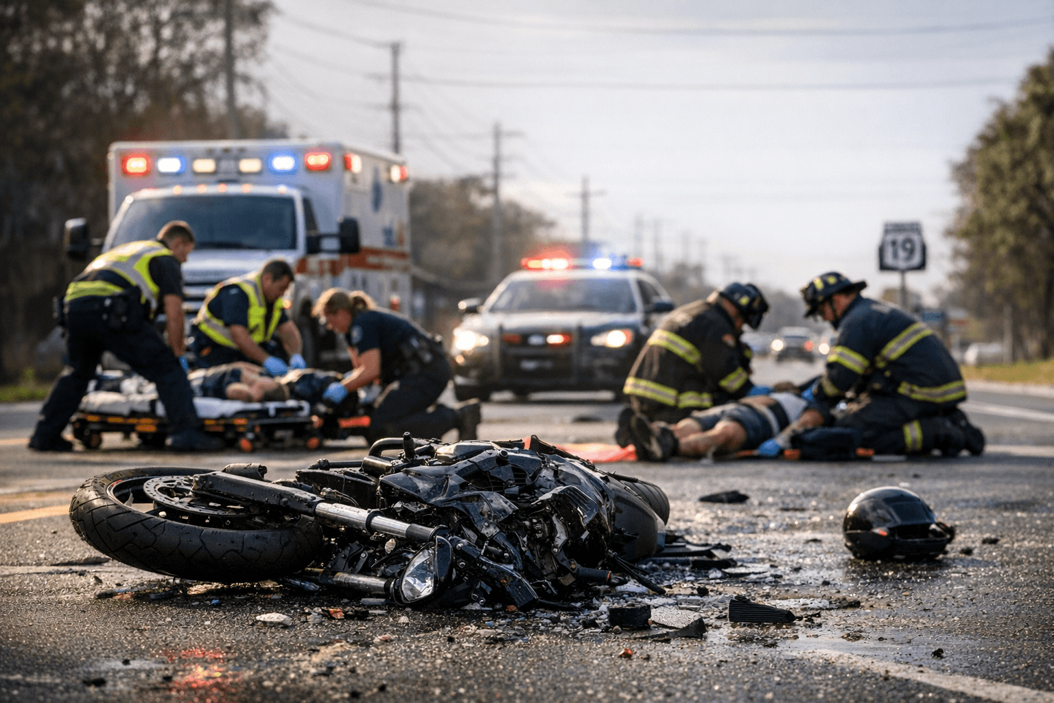 Motorcycle Crash on US-19 in Spring Hill Sends Two to Hospital