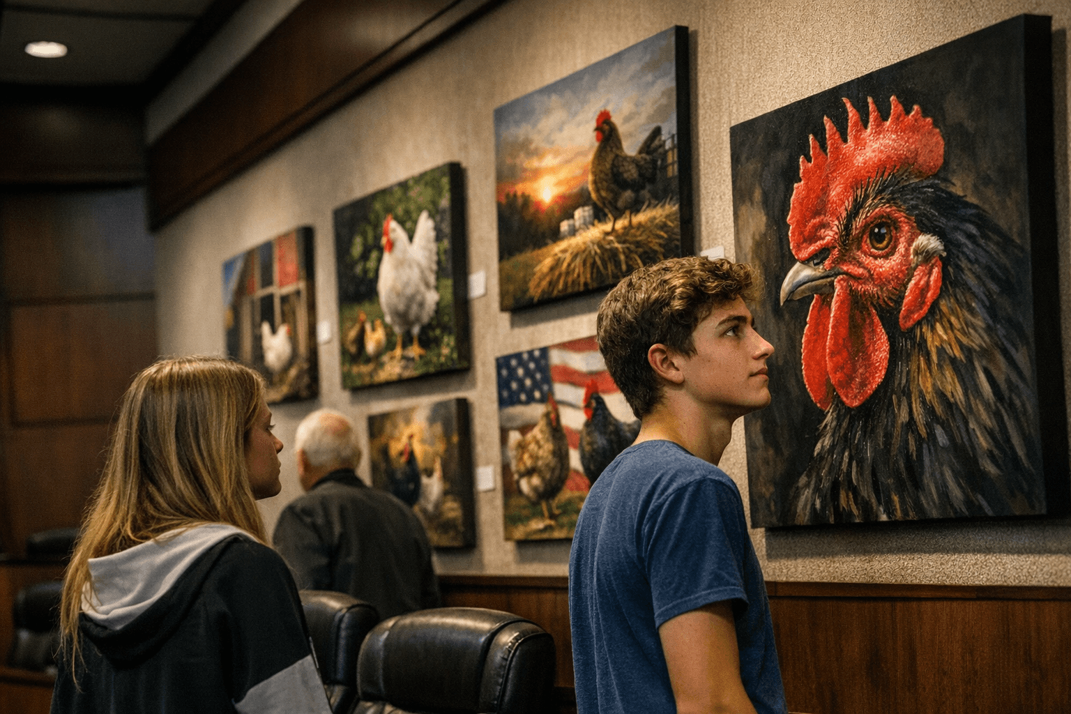 Hagerty High School Students Display Chicken-Themed Art at Oviedo City Hall