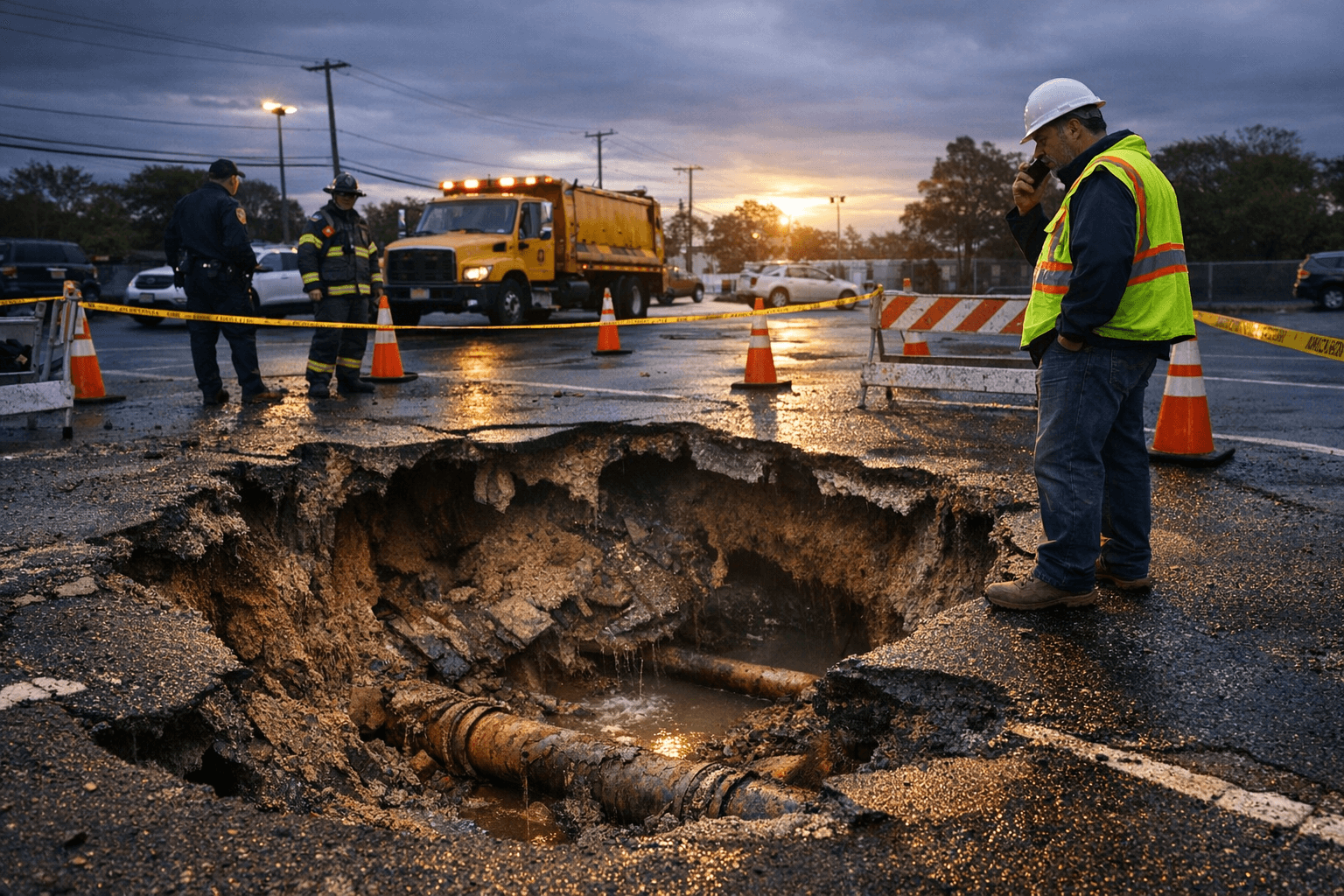 North Bellmore Parking Lot Sinkhole Triggers Safety Fears, Repairs Pending