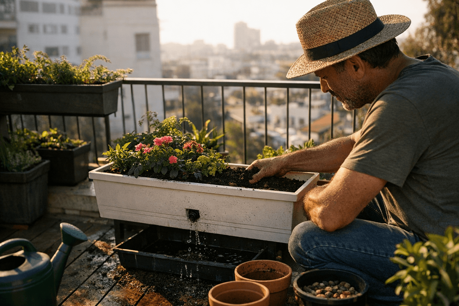 איך לבחור אדנית למרפסת: חומר, גודל וניקוז נכון