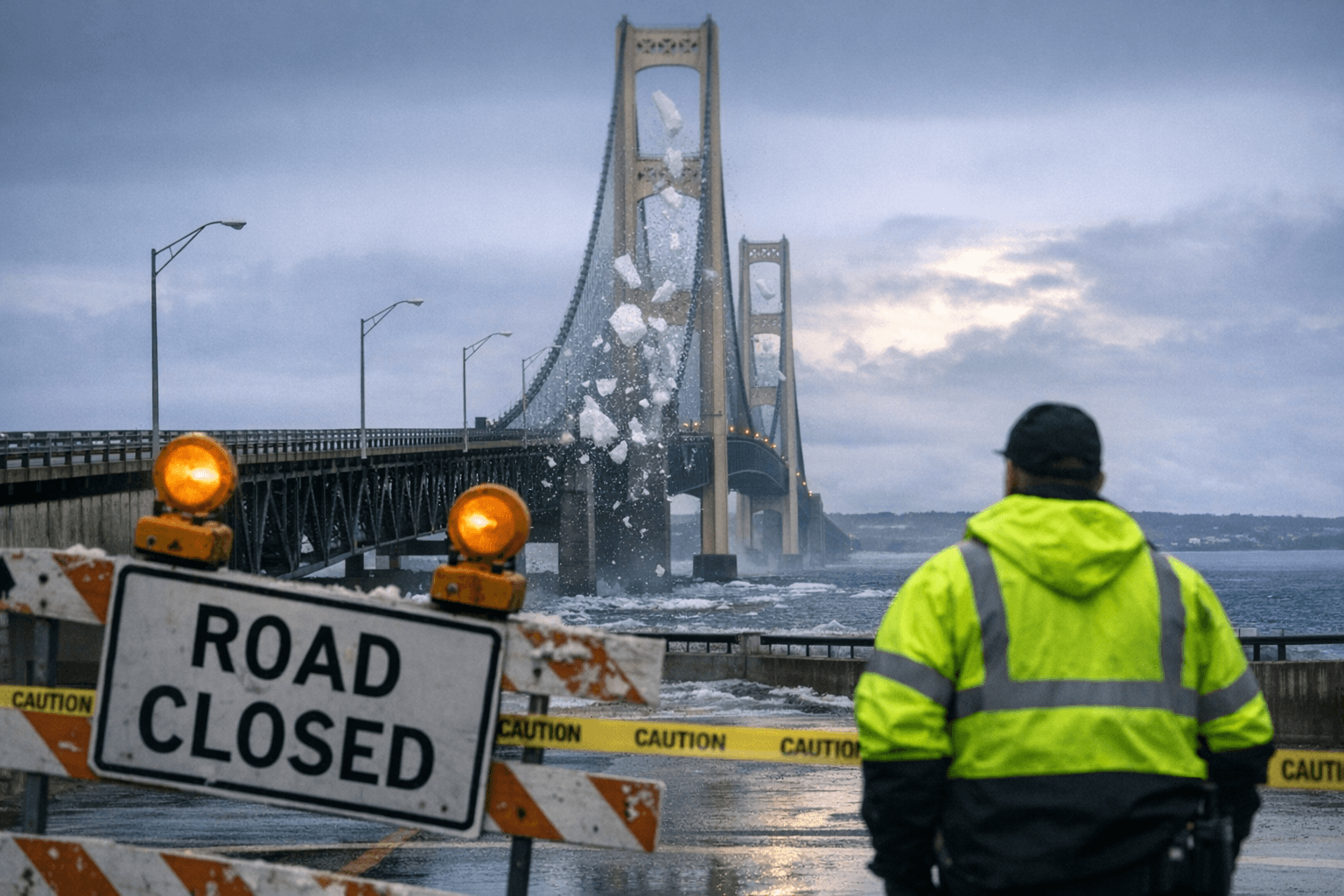 Mackinac Bridge Sets Record With 12 Falling Ice Closures This Season
