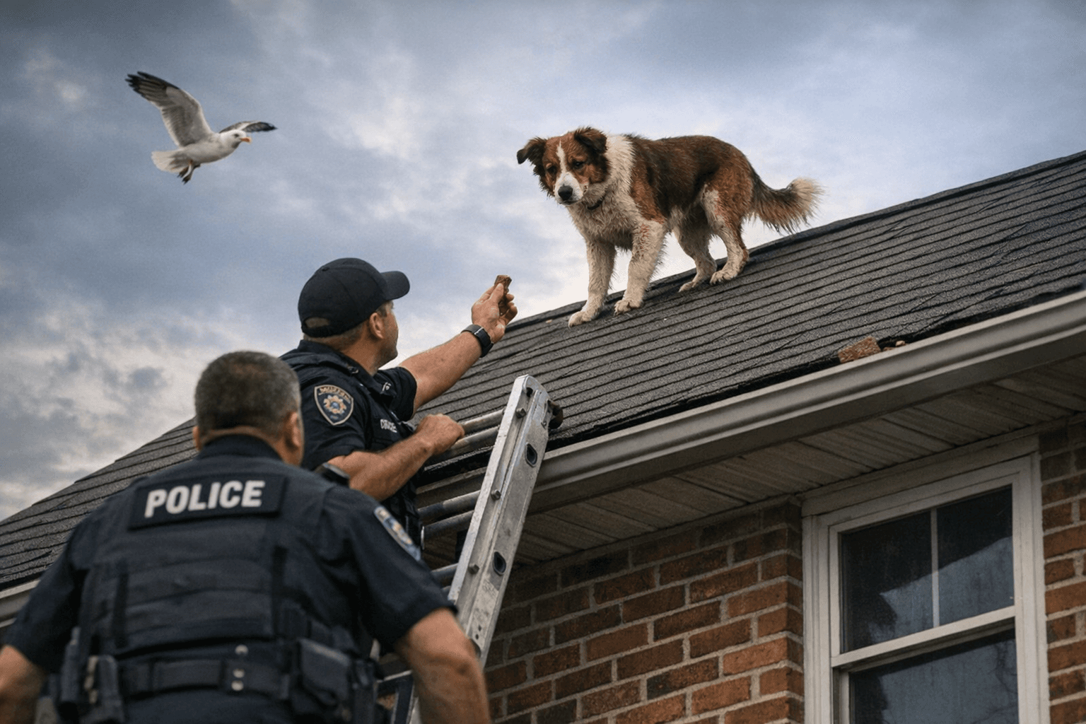Goshen Police Use Treats to Rescue Dog Stranded on Rooftop