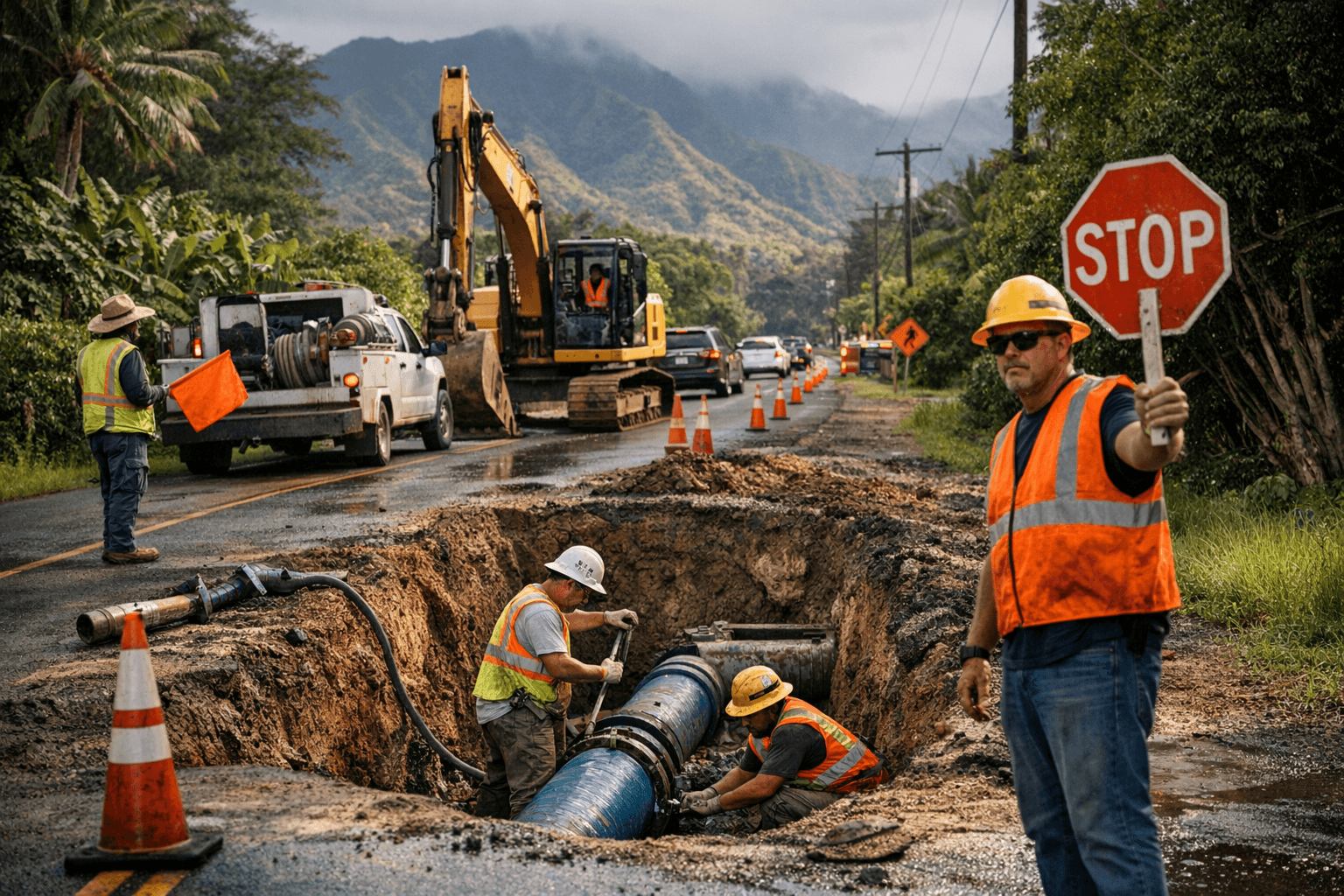 Hanalei Water Main Work on Weke Road Runs Through April 30