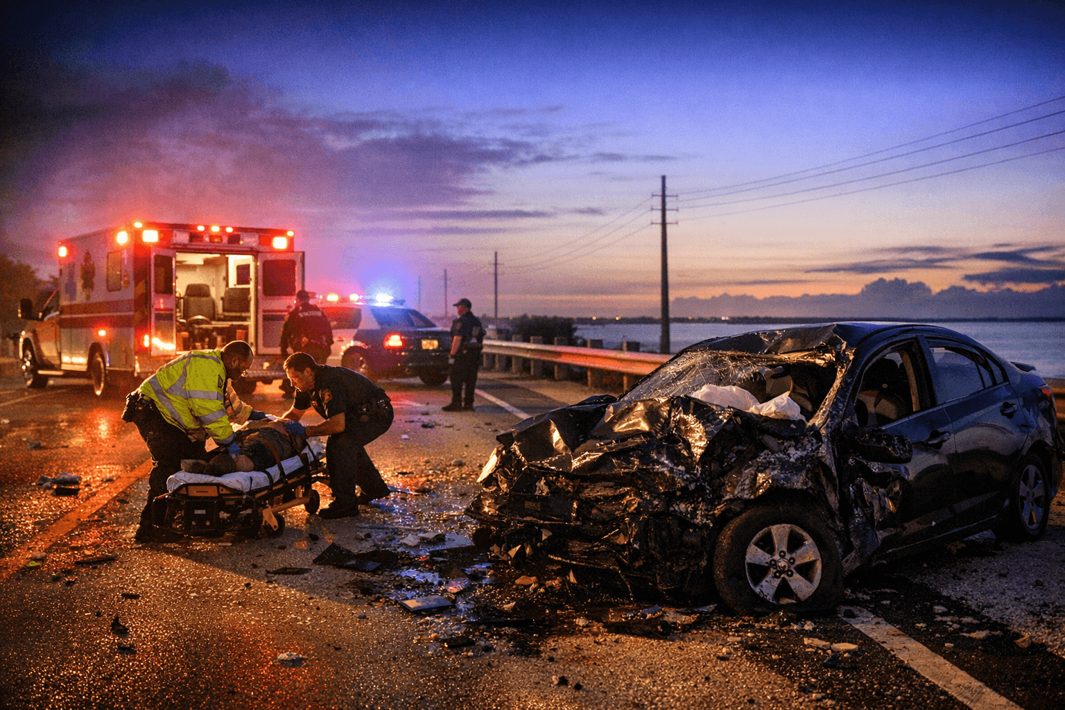 Pre-Dawn Crash Injures Motorist on Overseas Highway Near Summerland Key