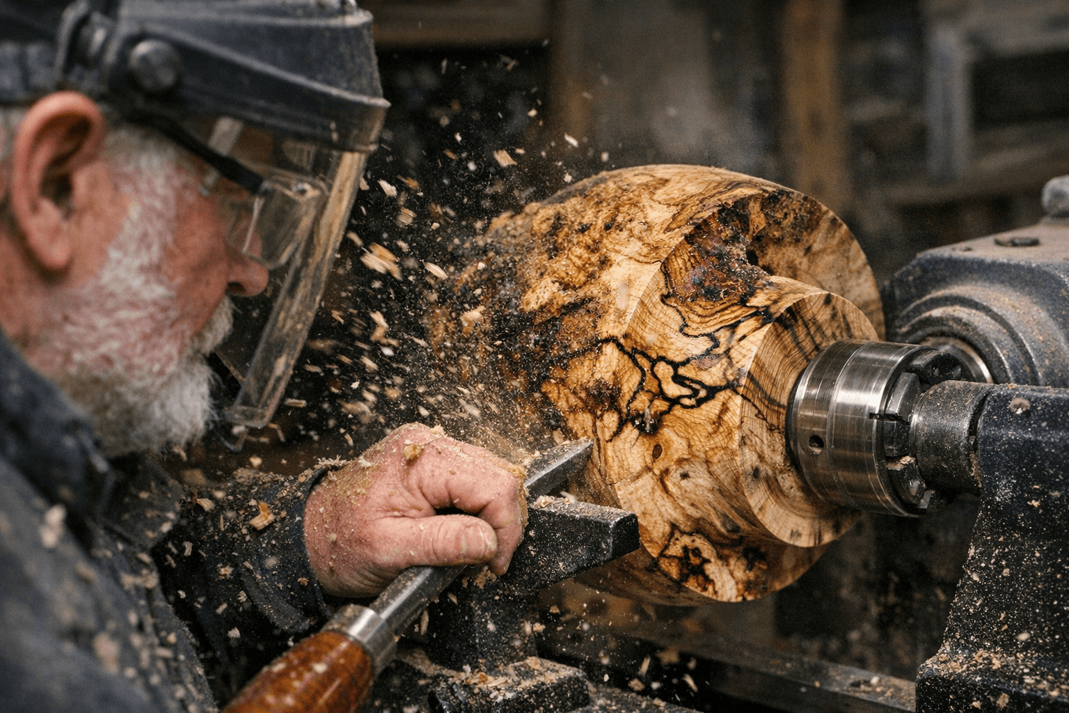 Spalted Elm Burl Reveals Hidden Grain Patterns on the Lathe