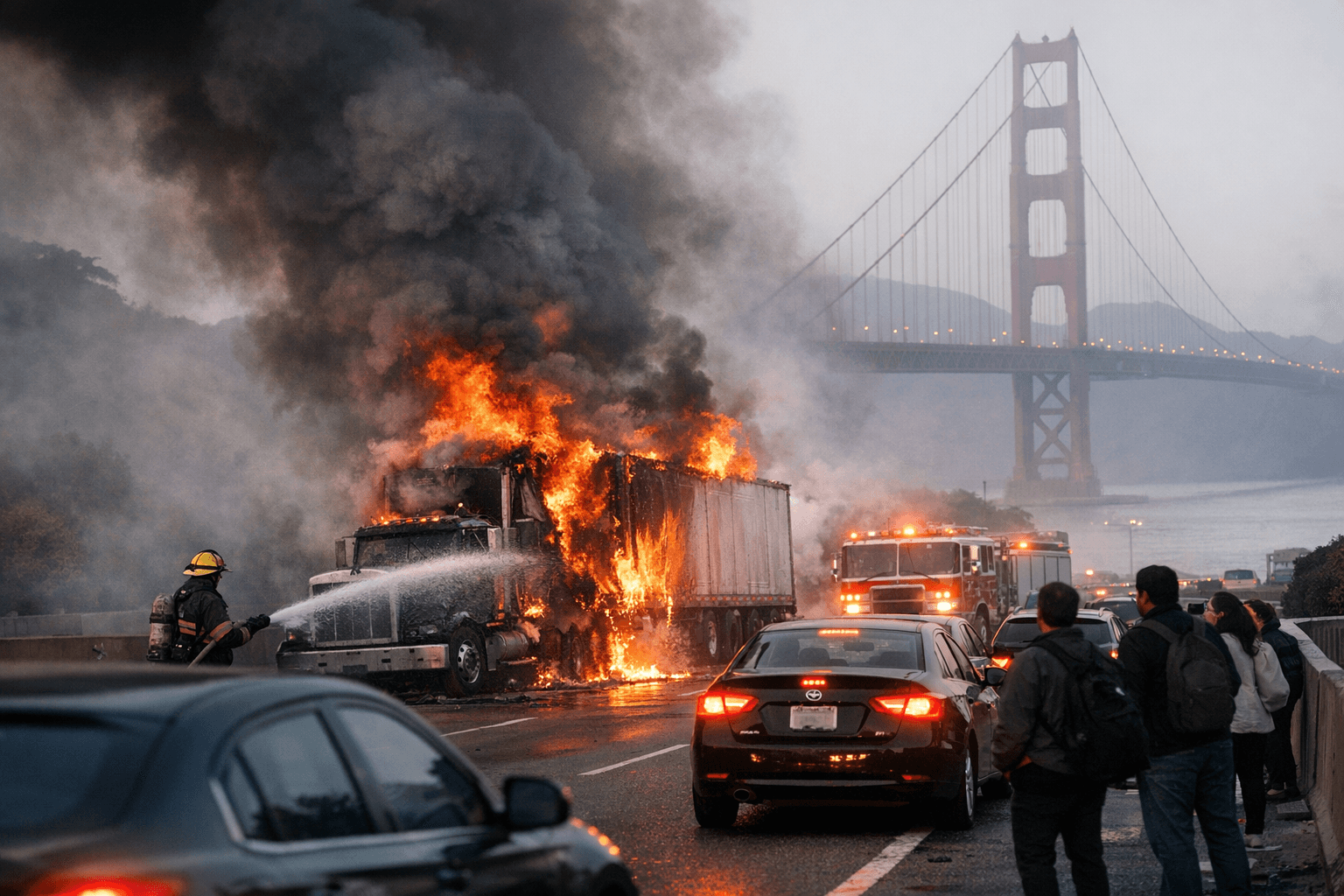 Big Rig Fire Near Golden Gate Bridge Snarls Wednesday Morning Commute
