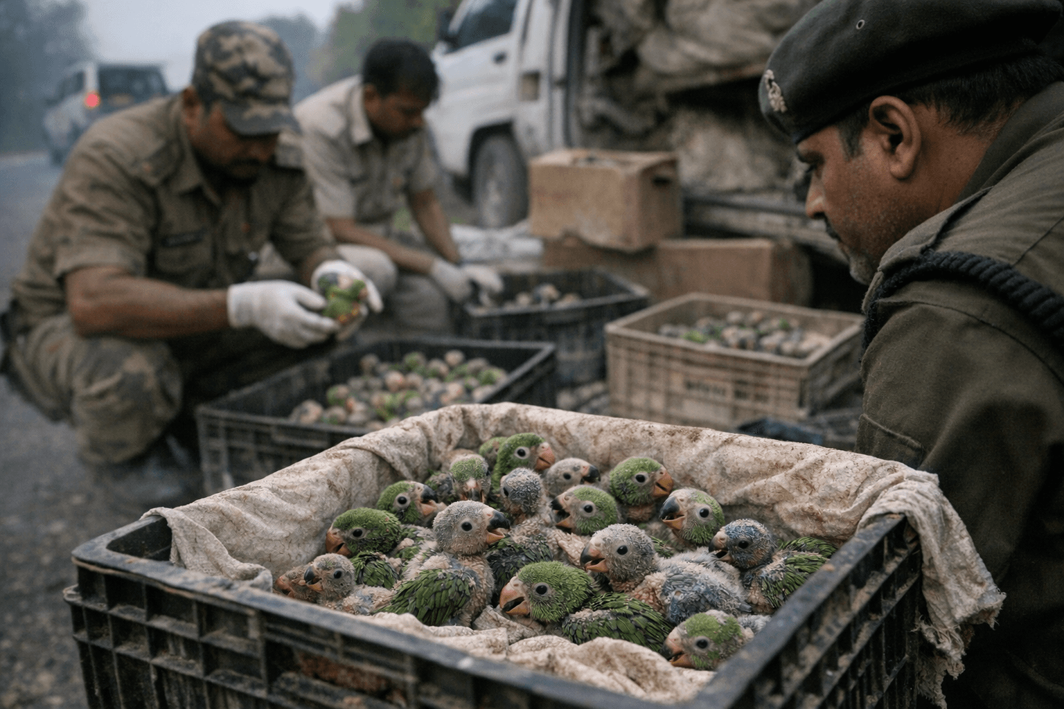 170 Rare Parrot Chicks Rescued From Smugglers on India Expressway