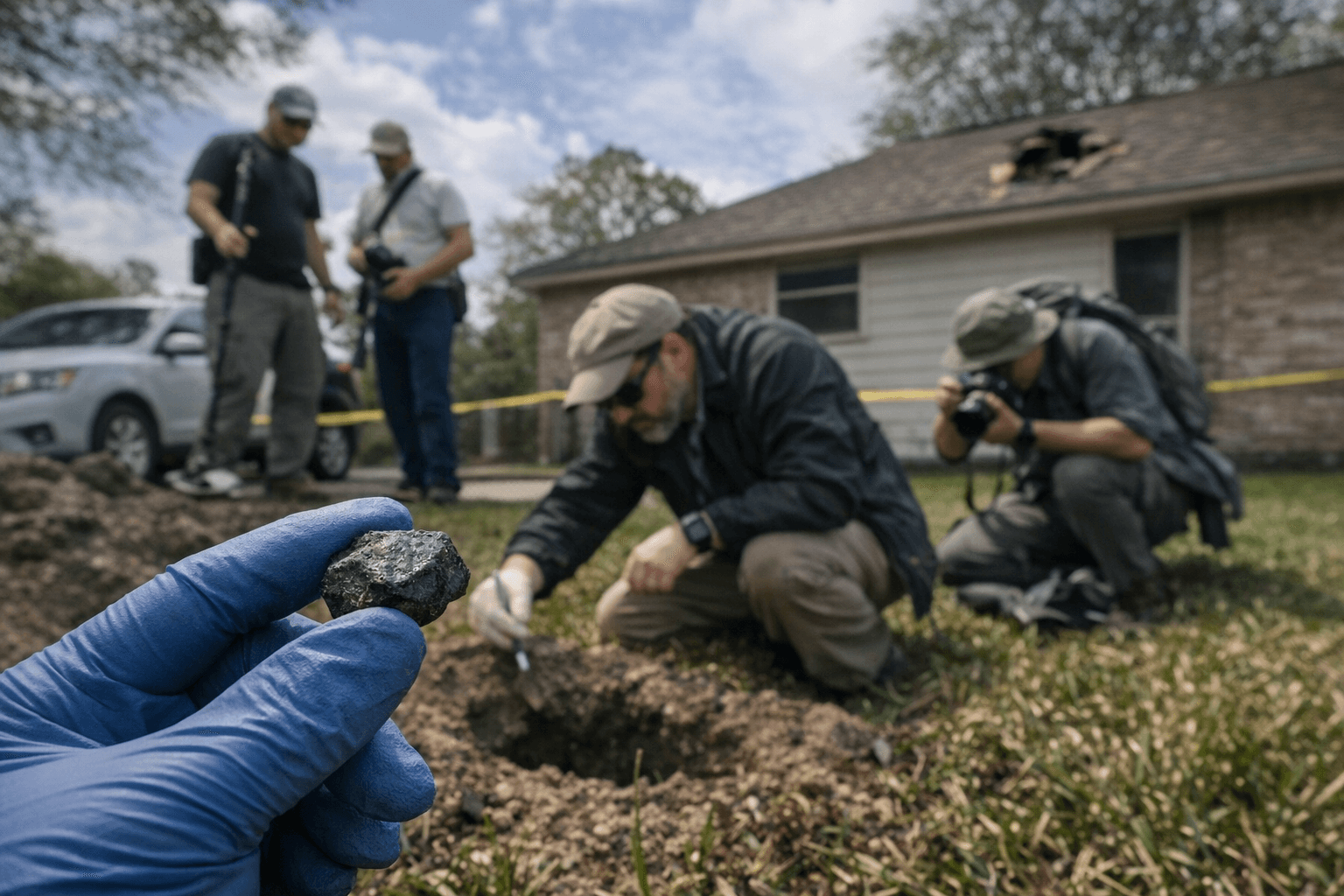 Meteorite fragment recovered in North Houston after rare daytime fireball; scientists continue searches