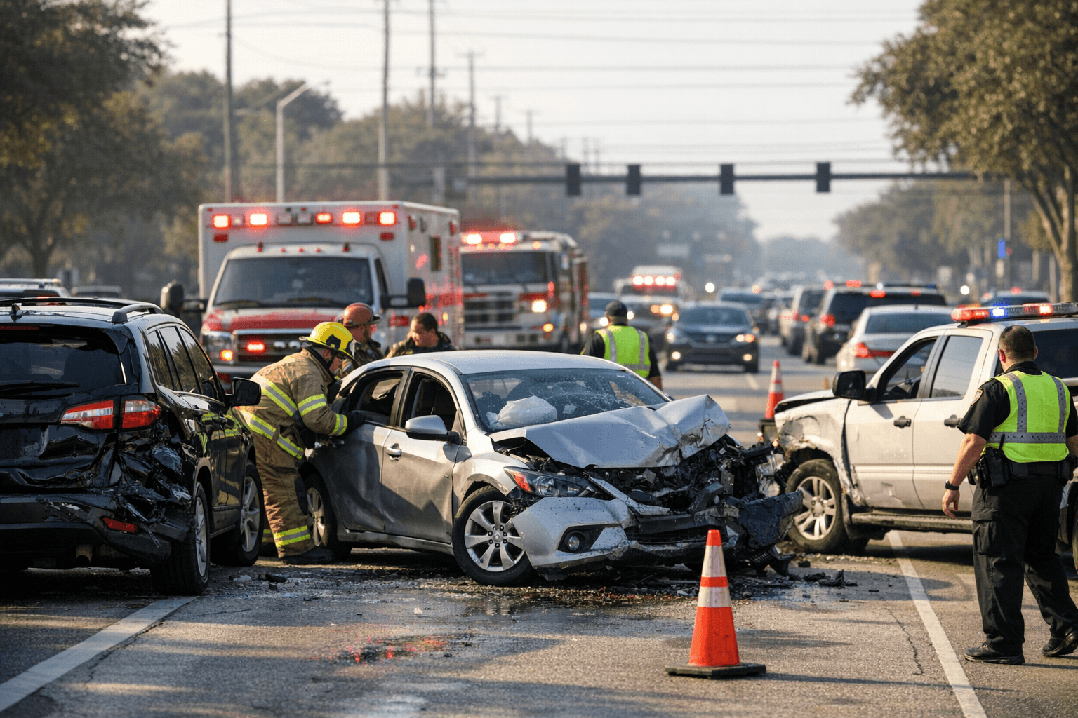 Multi-Vehicle Crash Blocks Lane on Lake Mary Blvd at Forest Blvd