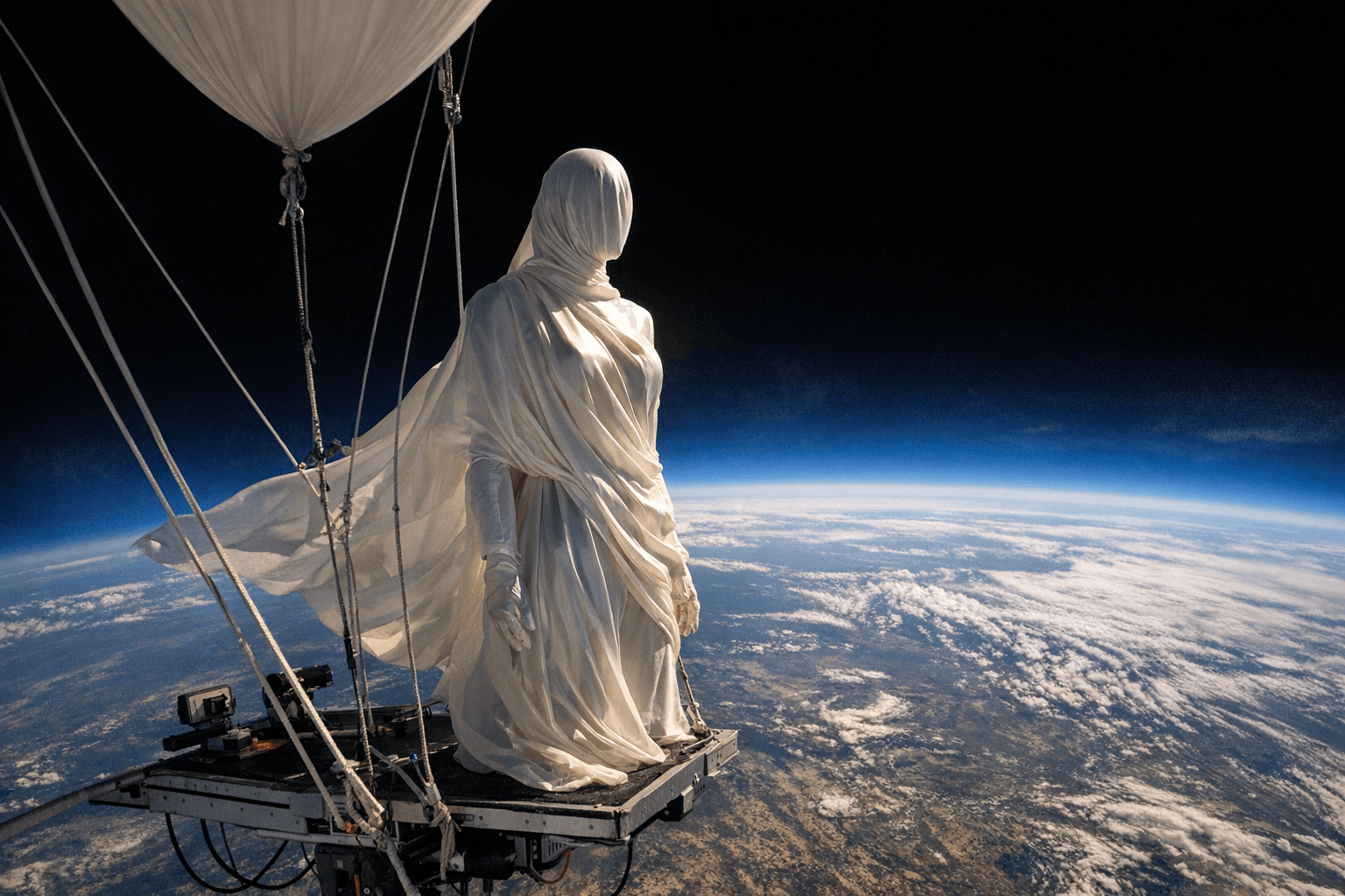 Silk-Covered Mannequin Reaches Stratosphere in Art and Science Fusion