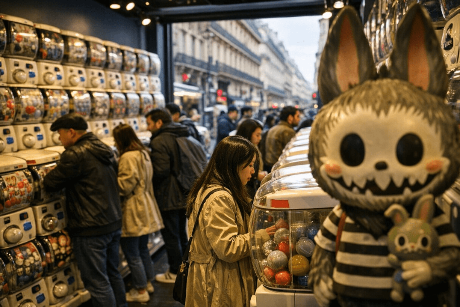 Paris Gashapon Pop-Up Brings 300 Capsule Machines and Labubu to Rue de Rivoli