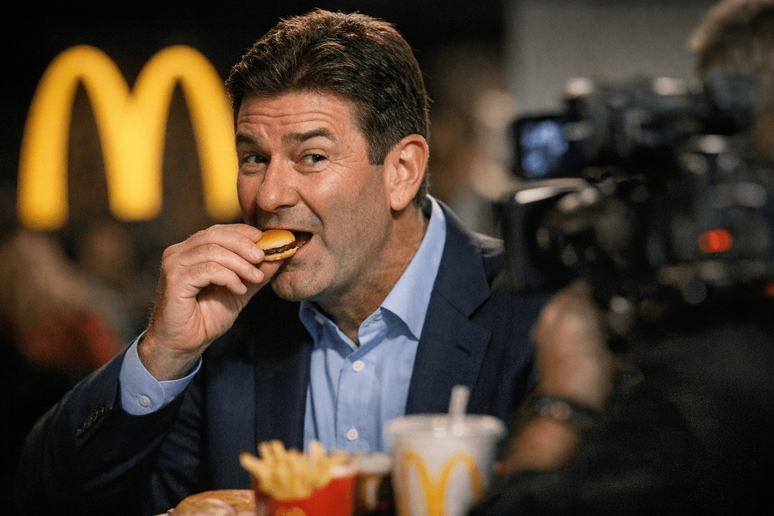 McDonald's CEO Jokes Mom's to Blame for His Viral Tiny Burger Bite