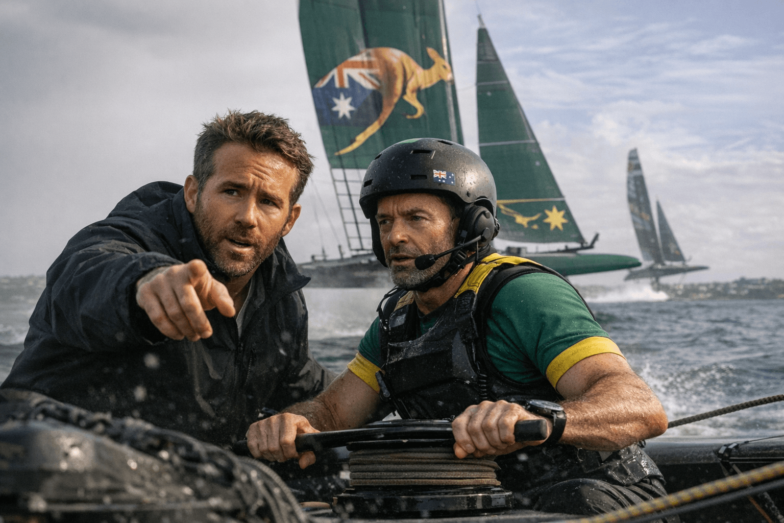 Reynolds and Jackman Promote Monday.com in Bonds Flying Roos SailGP Ad