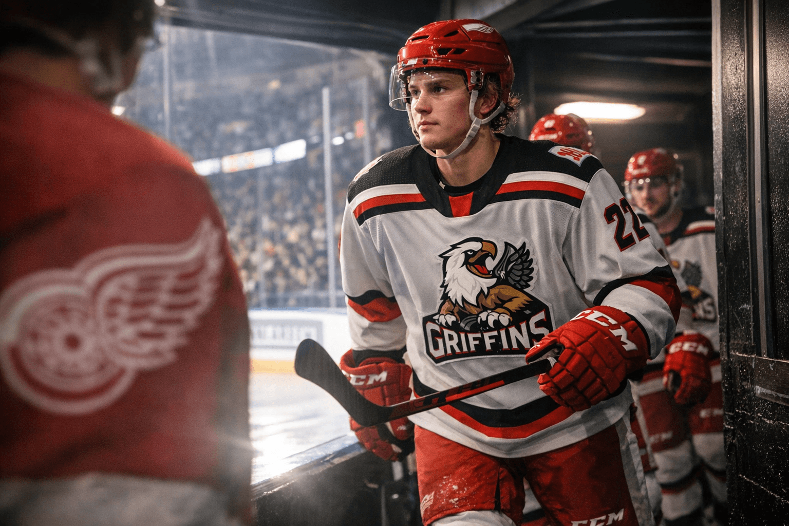 Red Wings Prospect Jesse Kiiskinen Joins Griffins for North American Debut