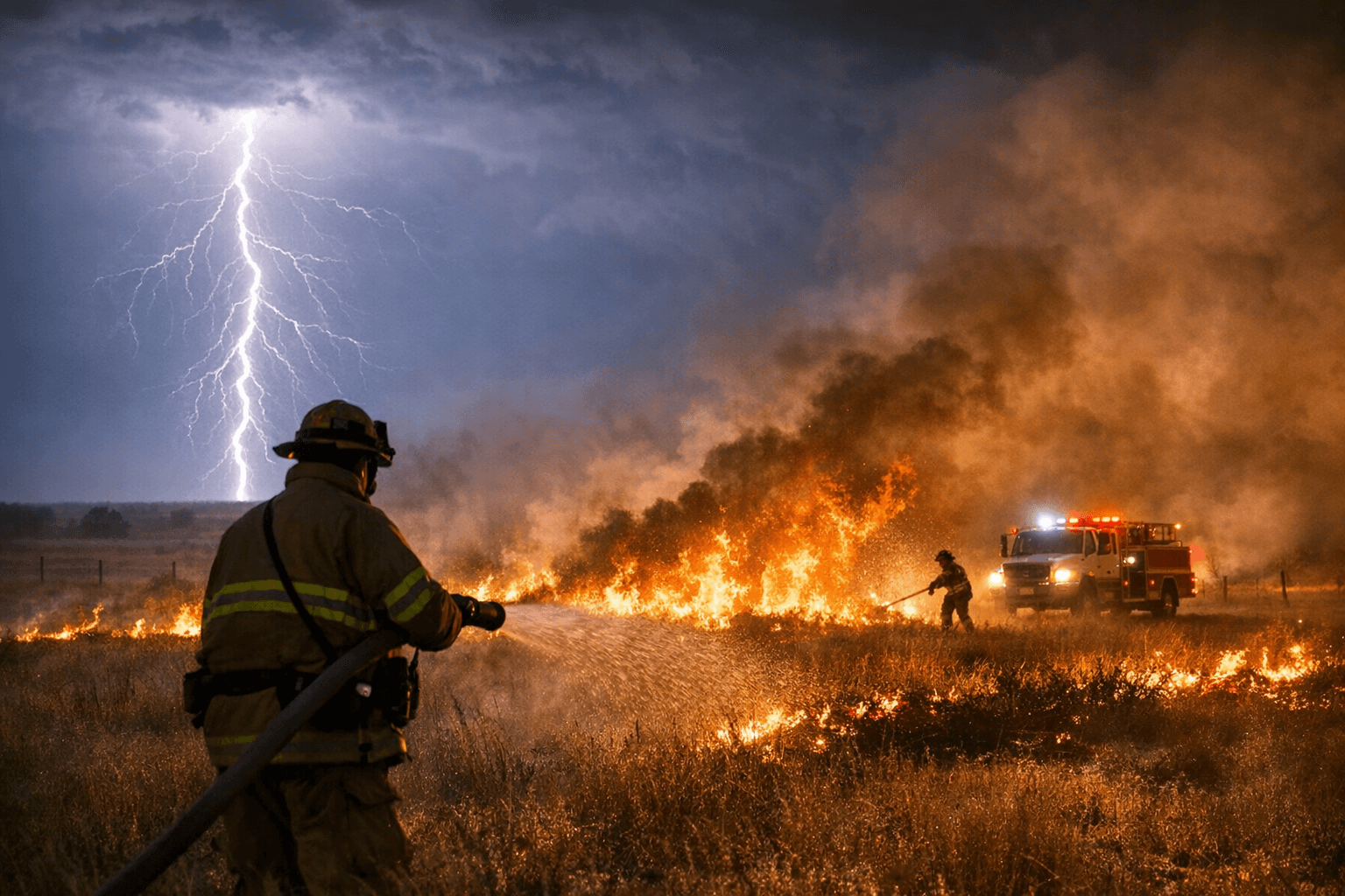 Lightning Sparks Up to 25 Grass Fires Across Texas County Tonight