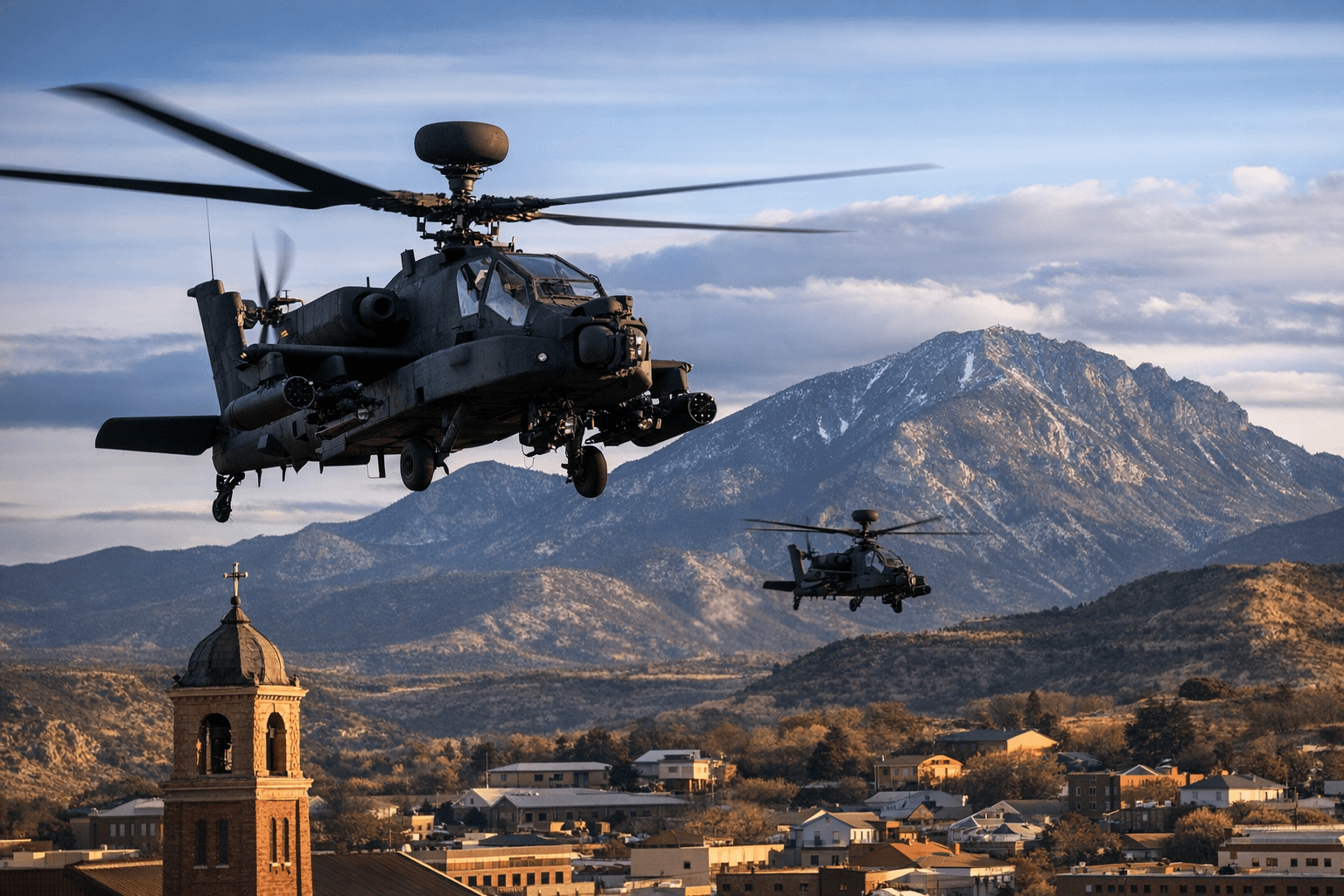 Fort Carson Apache Helicopters Over Trinidad Part of Routine Training