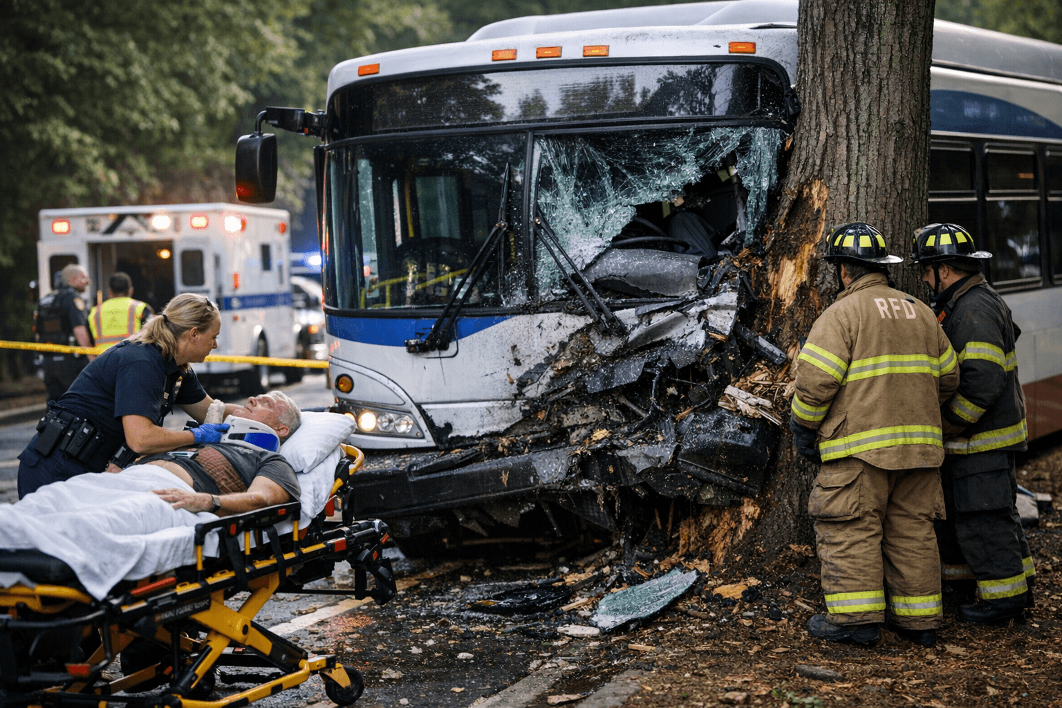 GoRaleigh Bus Hits Tree in Northwest Raleigh, Injuring Two Passengers