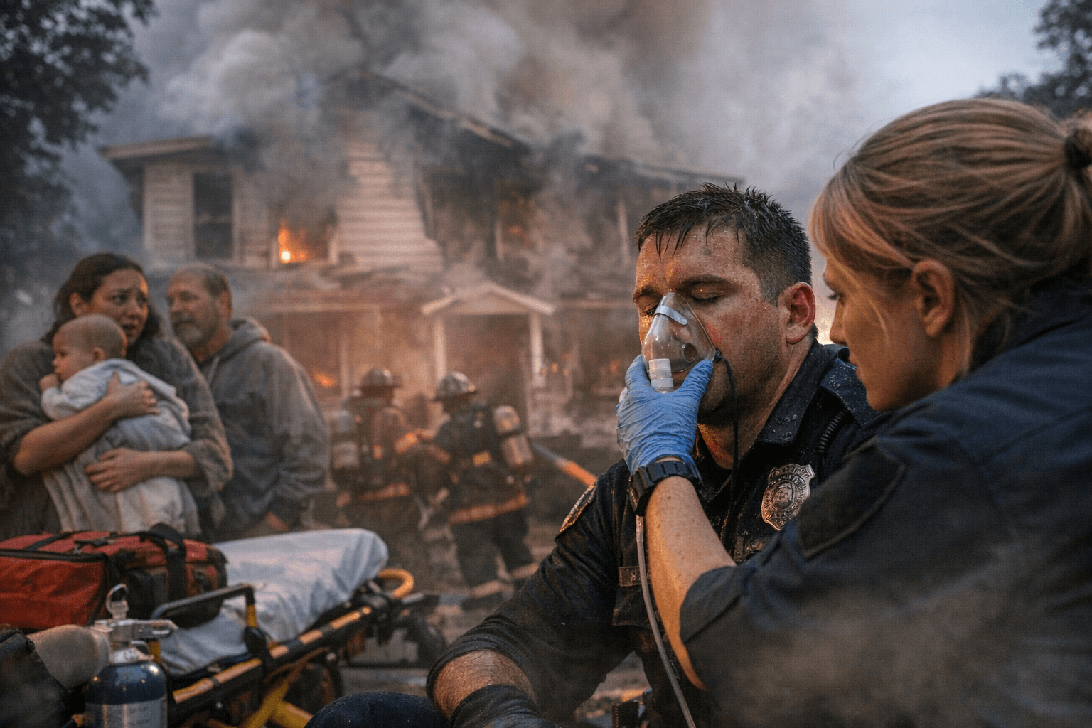 Officer Treated for Smoke Inhalation After Huntington House Fire Evacuates Five