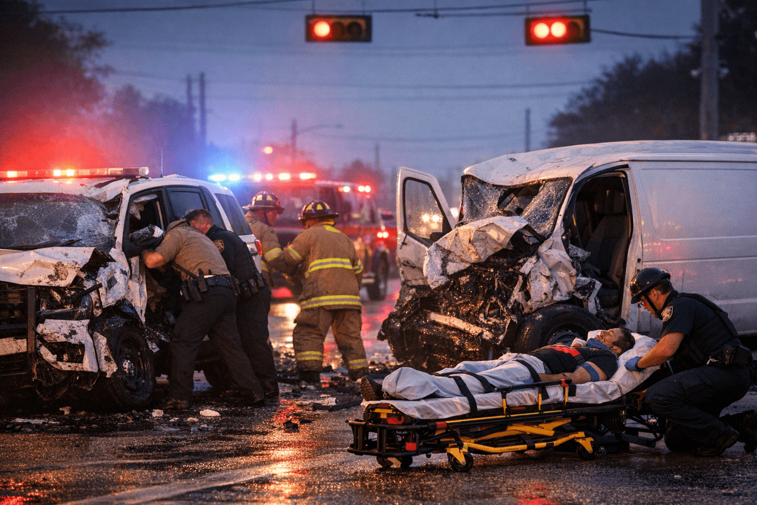 Precinct 5 Deputy Injured, Van Driver Critical After Red-Light Crash