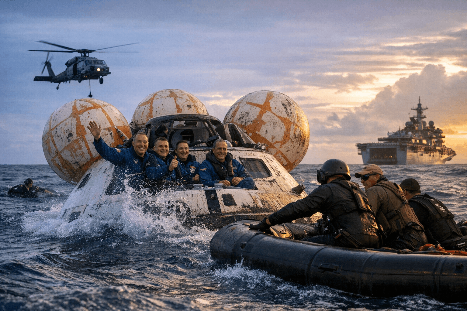 Artemis II Crew Splashes Down Safely After Historic Lunar Flyby Mission