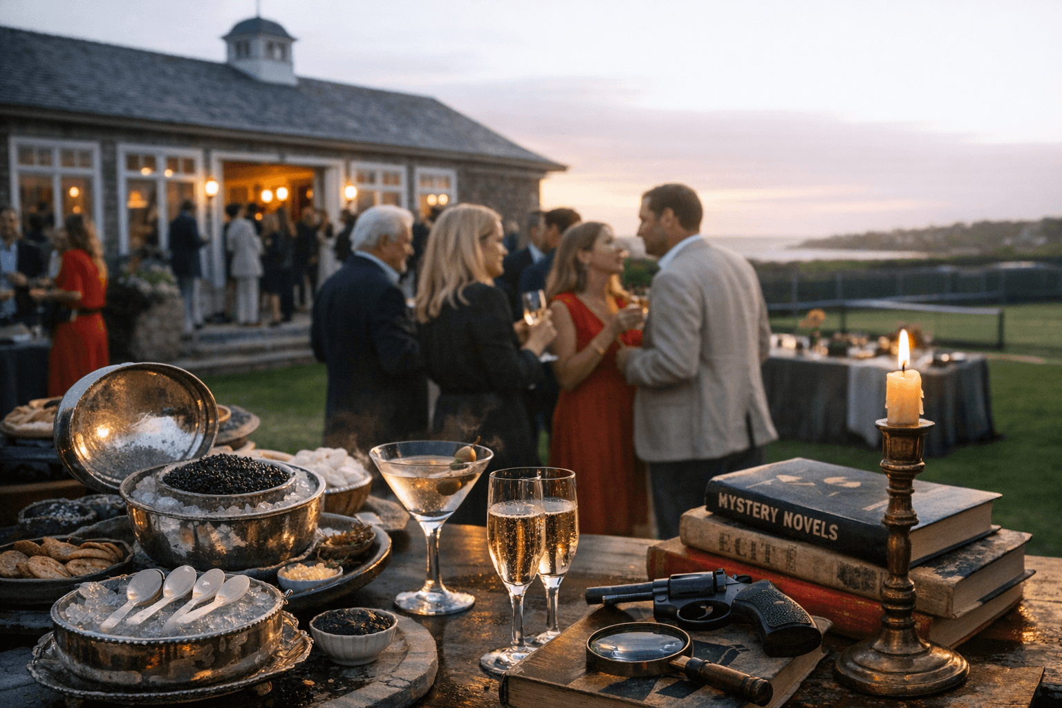 Maidstone Club Tennis House Hosts Kickoff for Hamptons Mystery Festival