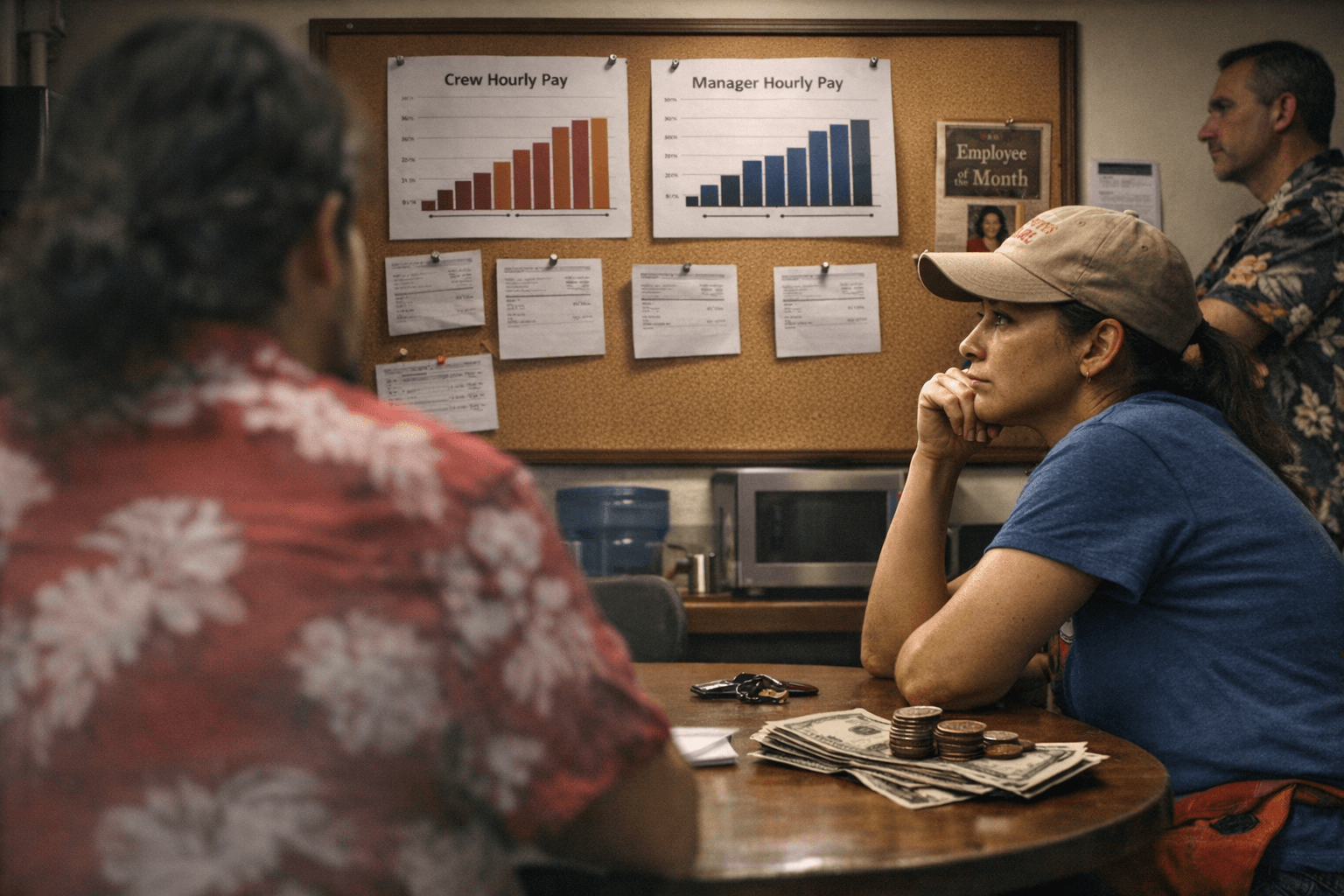 Worker-submitted pay data updated April 7, 2026 — Breakroom shows wide hourly ranges for Trader Joe’s crew and managers