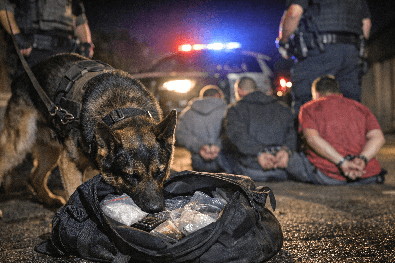 Hermantown K9 Bruno Sniffs Out Drugs, Leading to Three Arrests