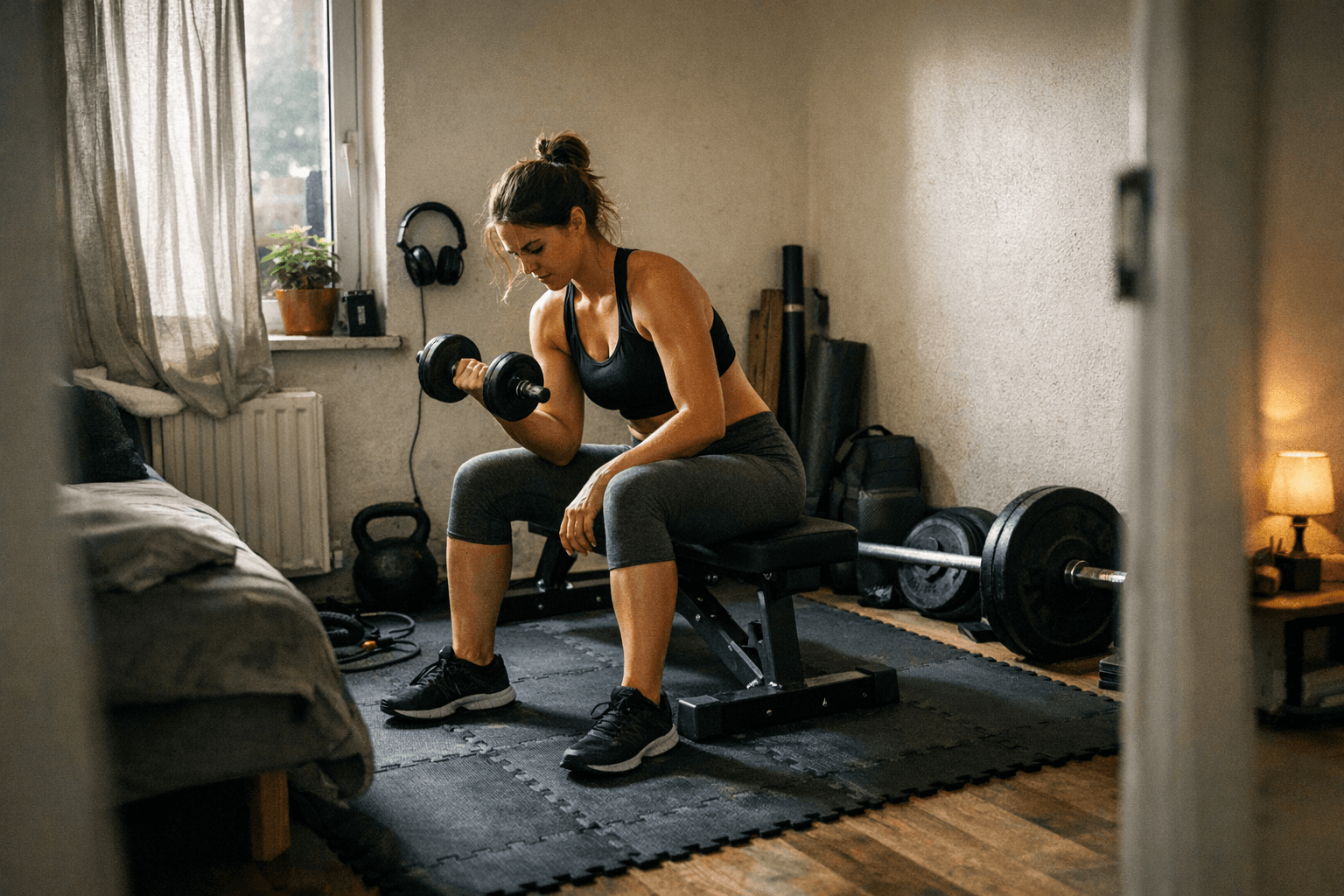 כושר בלי תלונות: פינת אימון שקטה וזולה לדירה שכורה