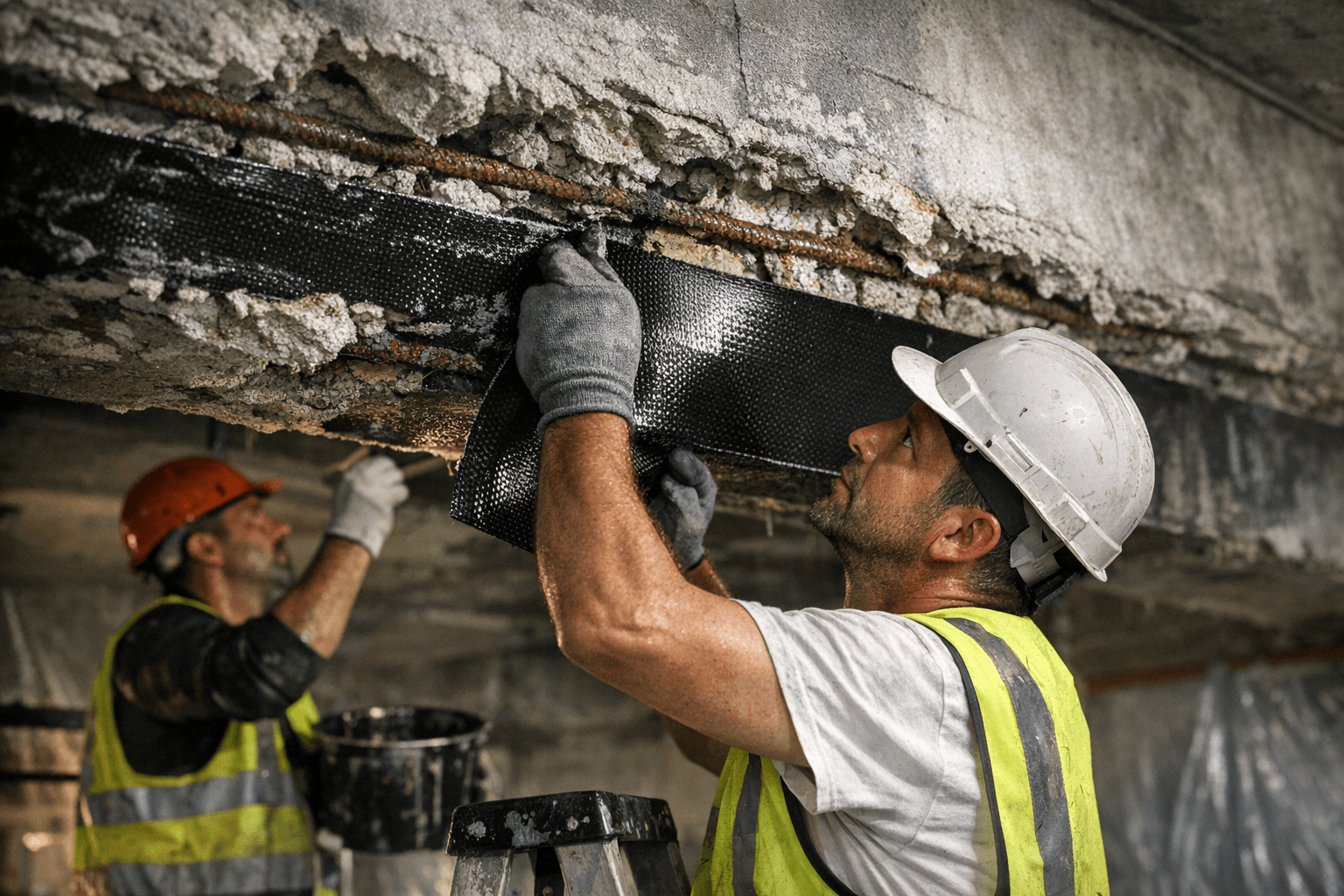 בטון מתפורר: חיזוק דק ביריעות סיבי פחמן ואפוקסי מיוחד