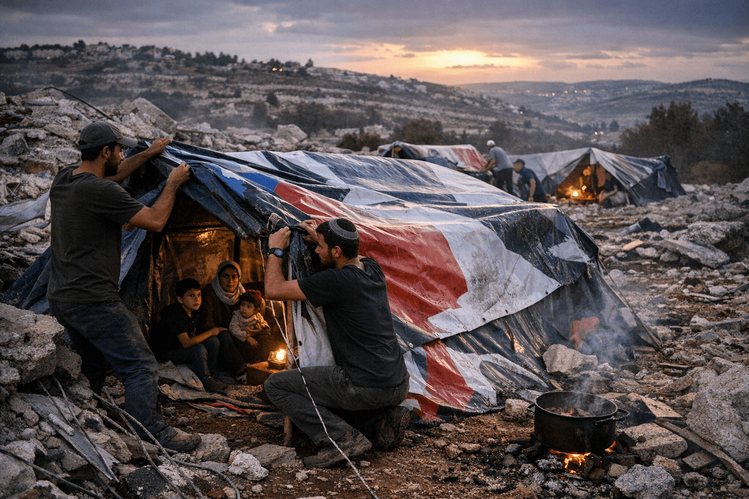 מבנייה בהריסות למחסה בתוך שעה: יריעות שלטים כפתרון זמני