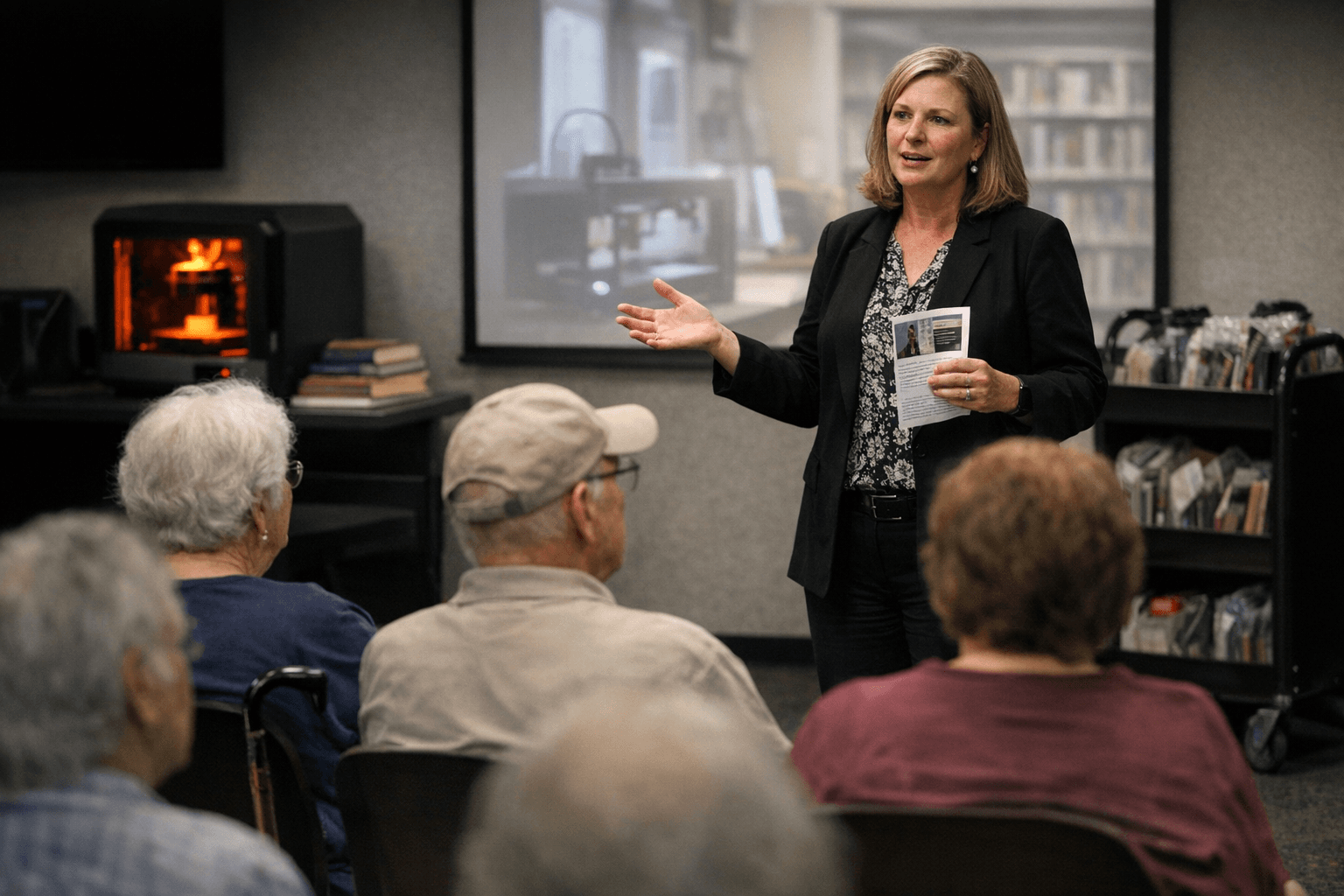 Cook Memorial director outlines library services to retired educators