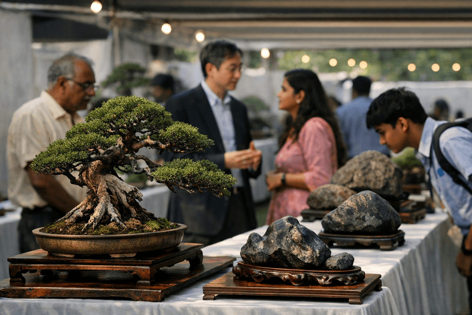 Chennai bonsai exhibition opens with 120 trees, suiseki stones on display