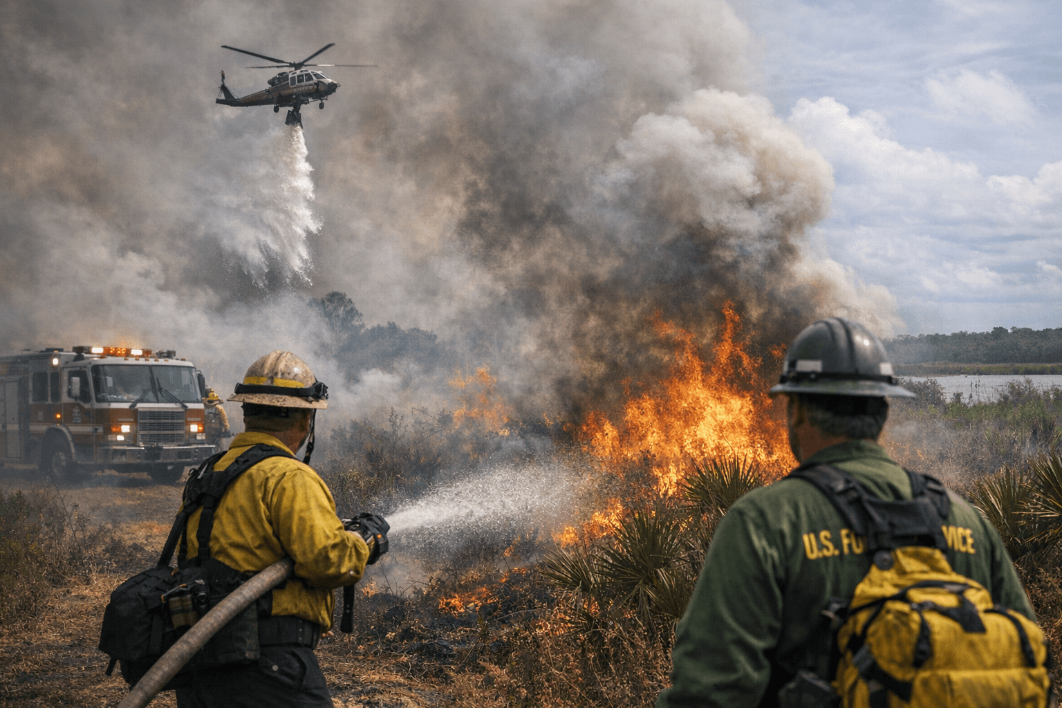 Crews contain 2-acre wildfire near Lake Jessup in Sanford area