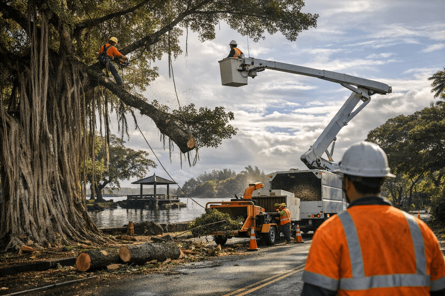 Liliuokalani Gardens tree maintenance starts April 13, may close Lihiwai Street