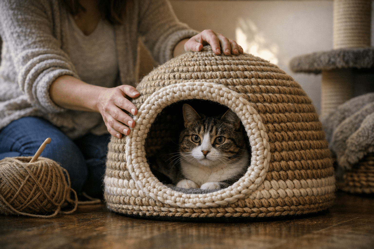 Crochet Cat House Pattern Blends Cozy Comfort With Durable Style