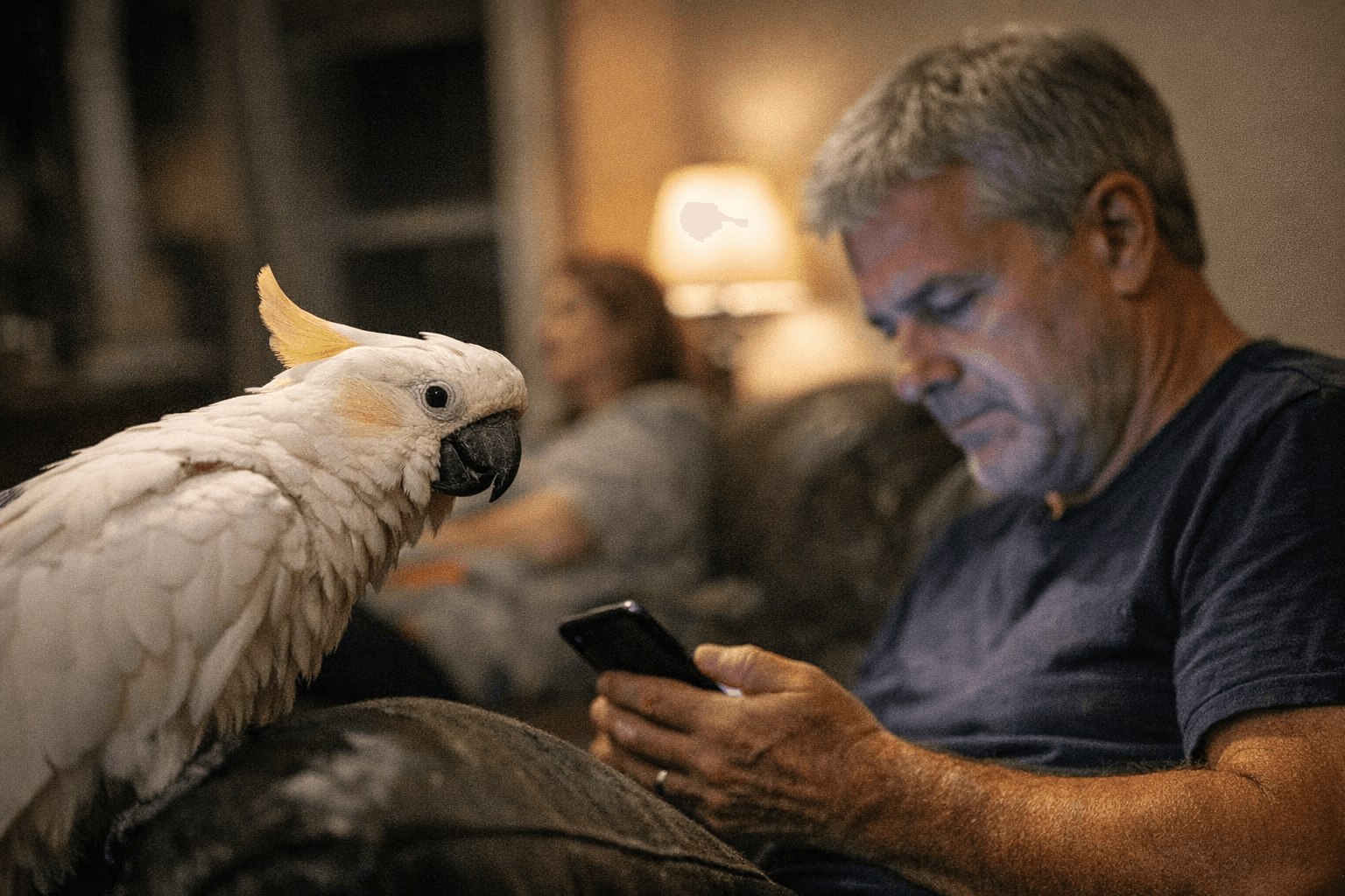 50-Year-Old Cockatoo Stalks Human Brother, Demands Family Attention
